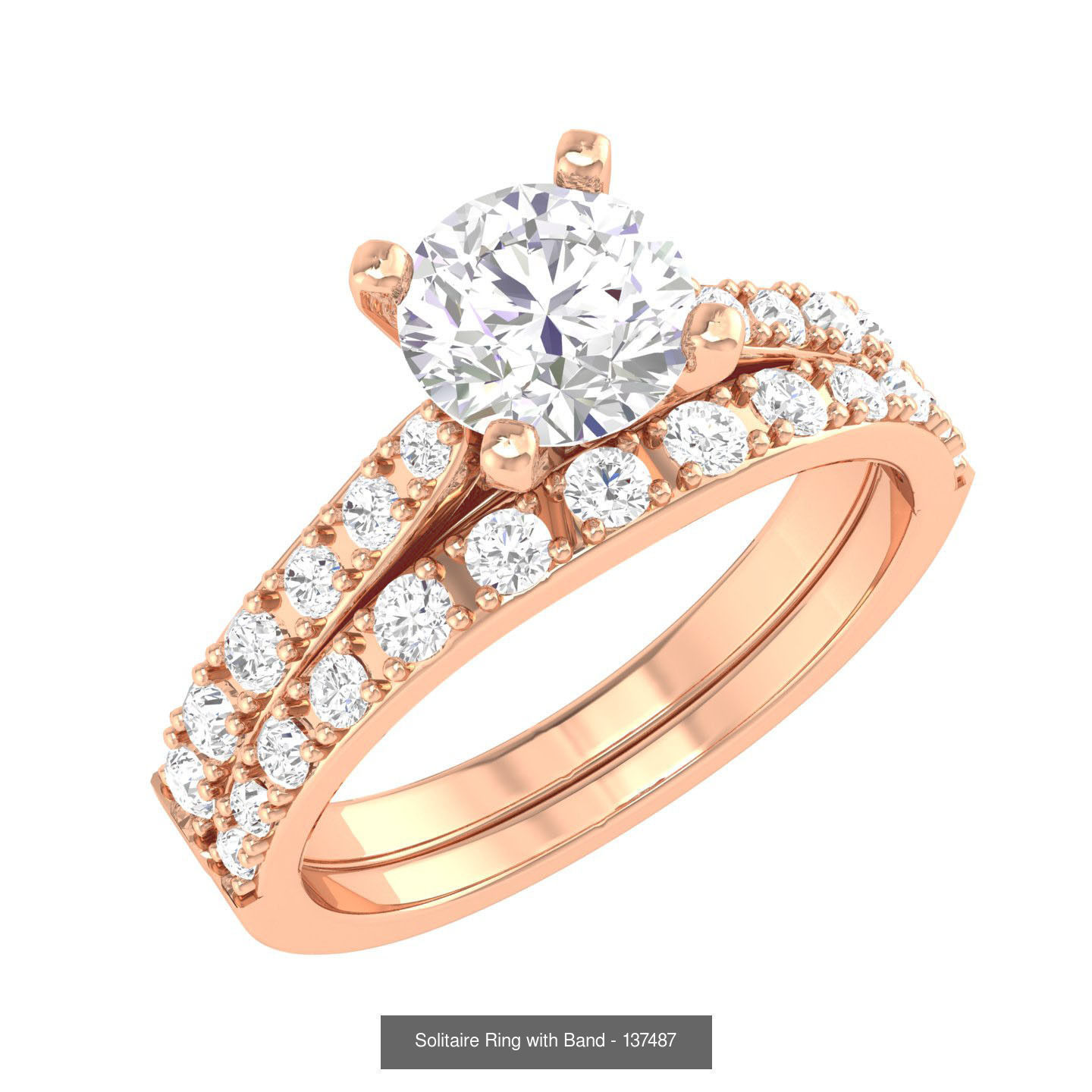 224  Solitaire Rings with bands 3dm stl renders details 3D Model Collection_213