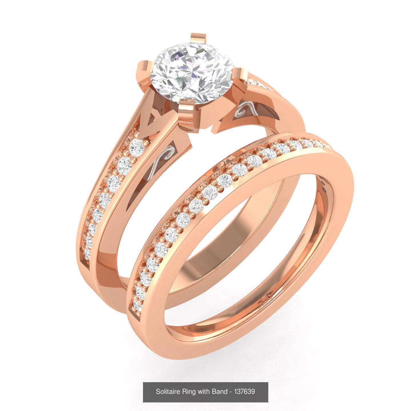 224  Solitaire Rings with bands 3dm stl renders details 3D Model Collection_125