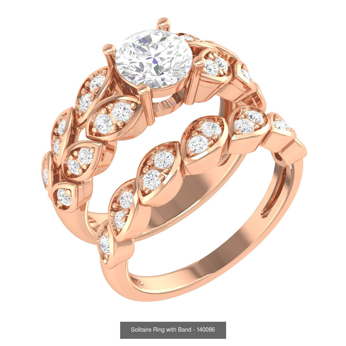224  Solitaire Rings with bands 3dm stl renders details 3D Model Collection_35
