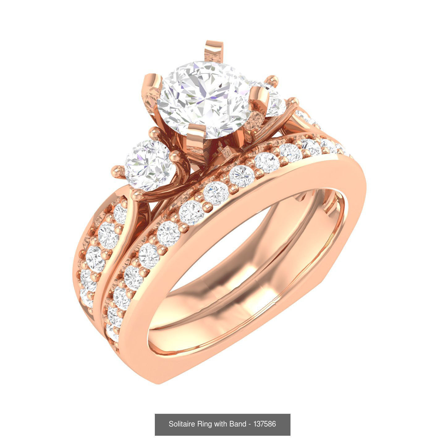 224  Solitaire Rings with bands 3dm stl renders details 3D Model Collection_159