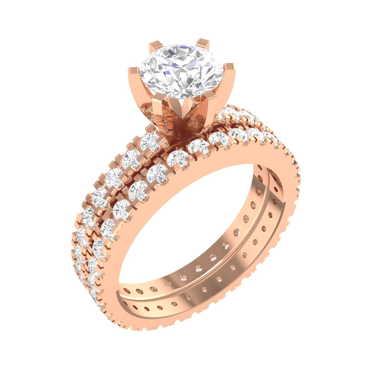 224  Solitaire Rings with bands 3dm stl renders details 3D Model Collection_30