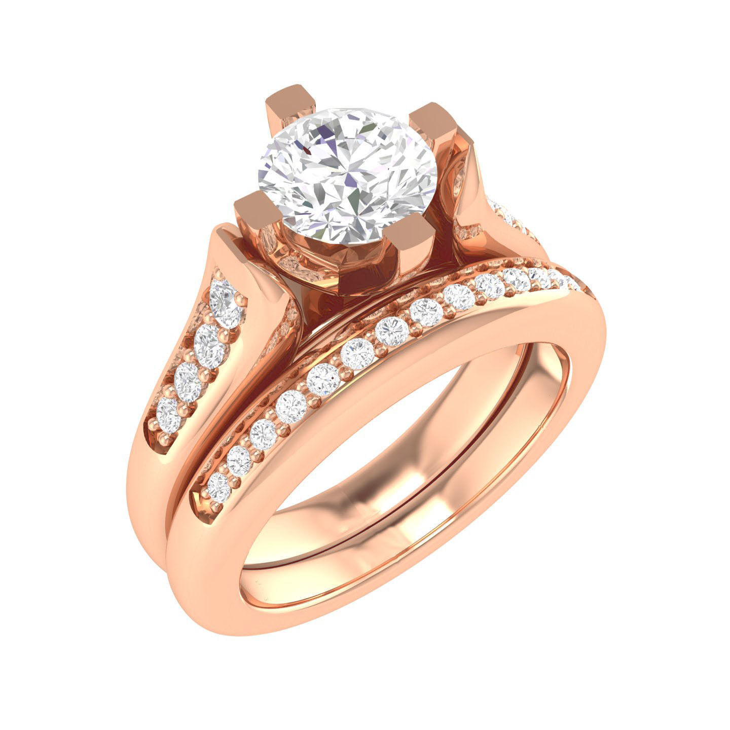 224  Solitaire Rings with bands 3dm stl renders details 3D Model Collection_22