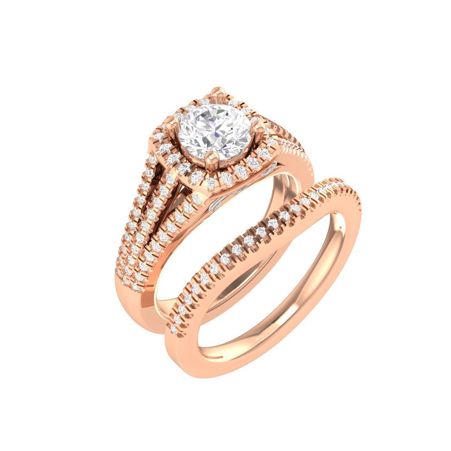 224  Solitaire Rings with bands 3dm stl renders details 3D Model Collection_168