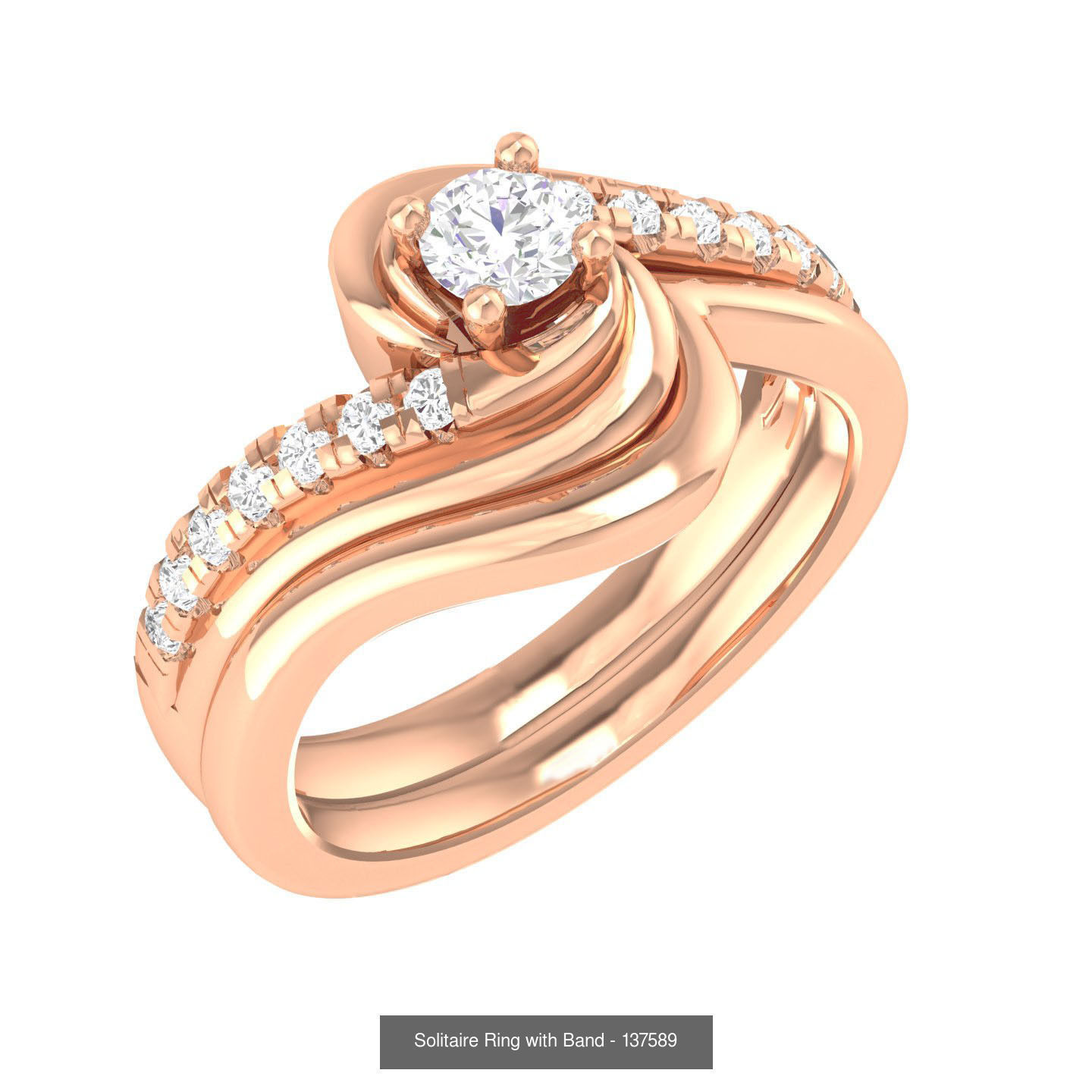 224  Solitaire Rings with bands 3dm stl renders details 3D Model Collection_155