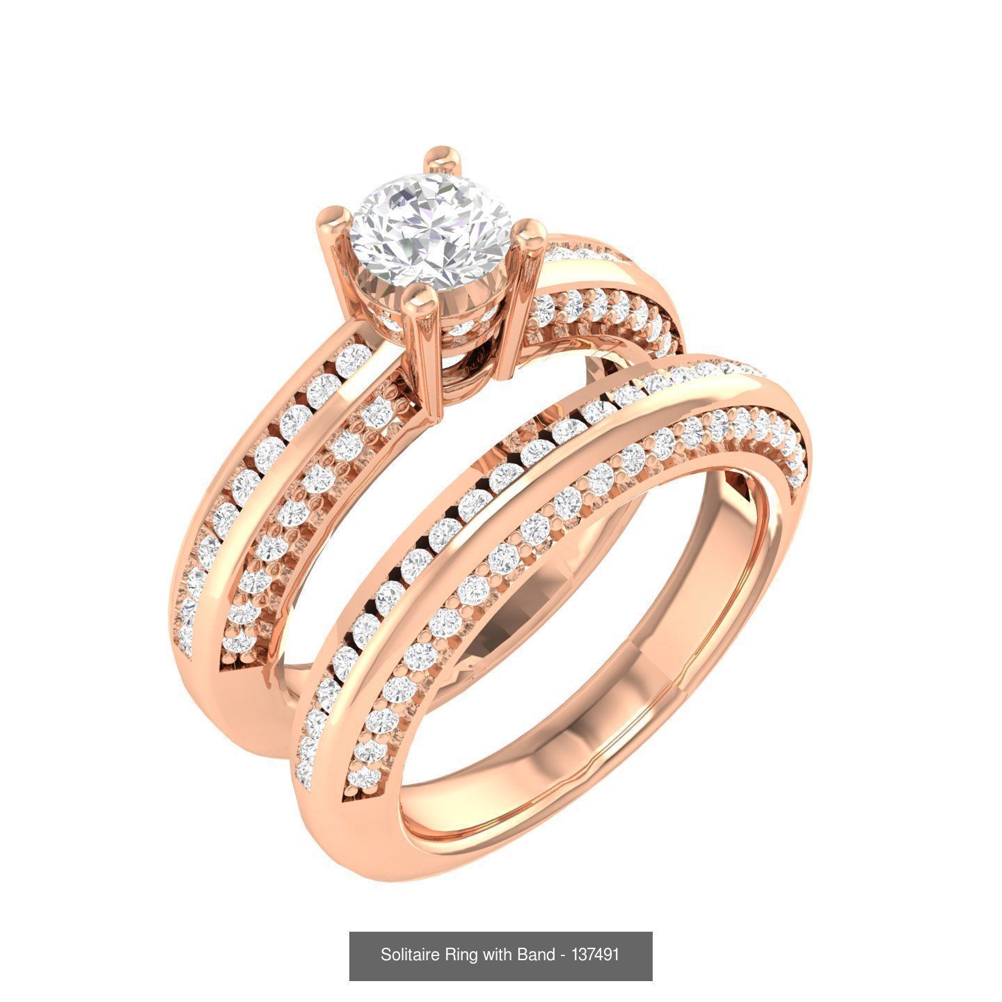 224  Solitaire Rings with bands 3dm stl renders details 3D Model Collection_211