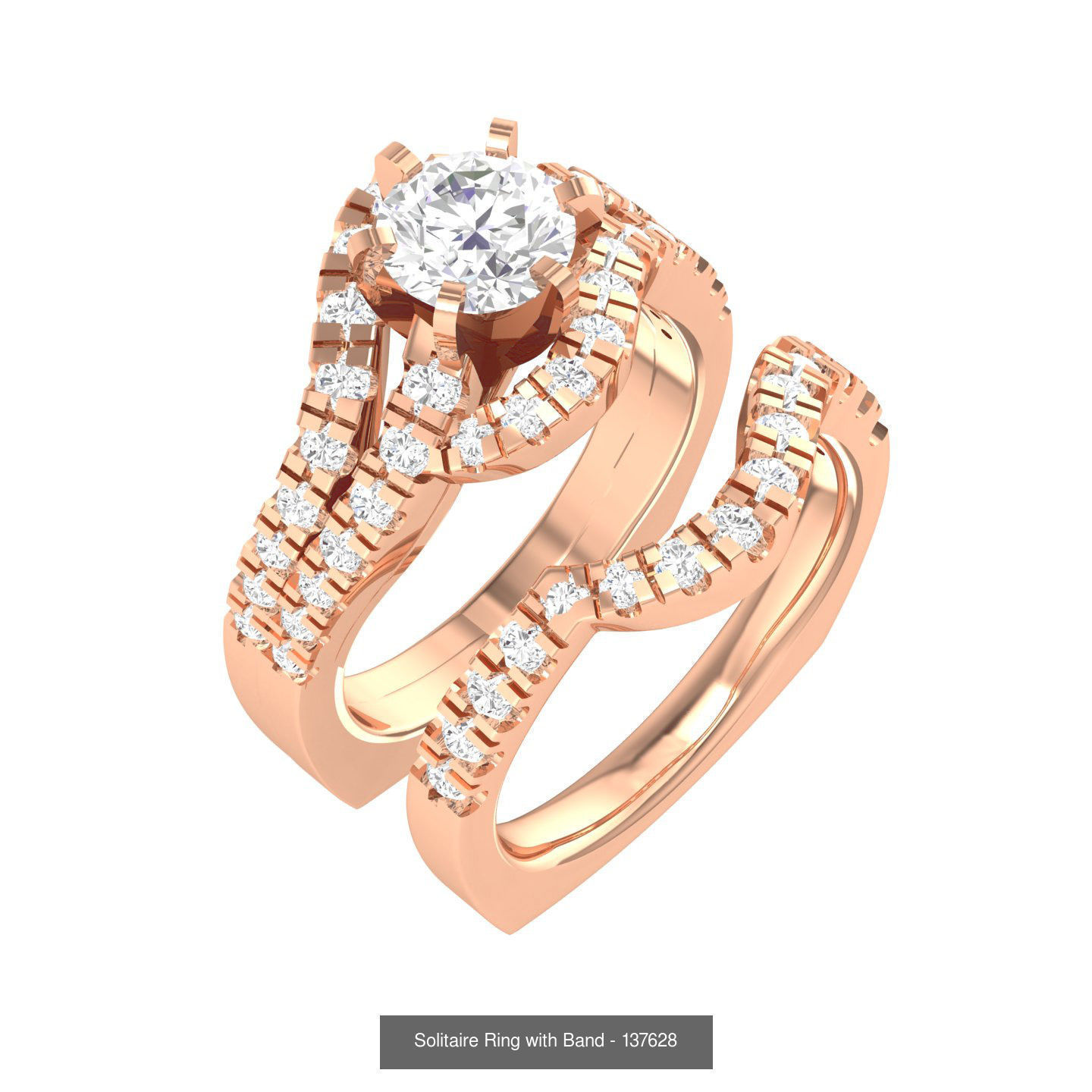 224  Solitaire Rings with bands 3dm stl renders details 3D Model Collection_131