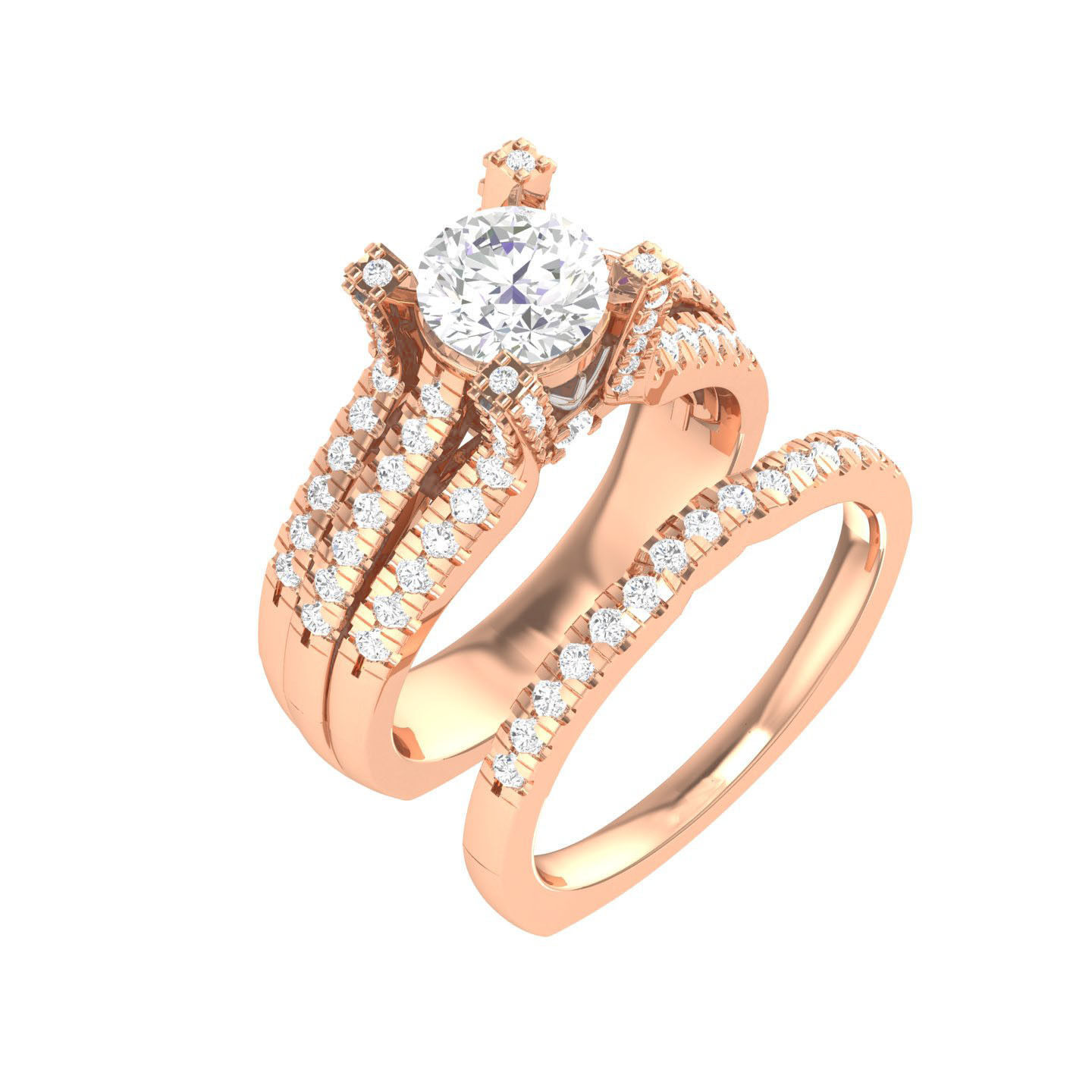 224  Solitaire Rings with bands 3dm stl renders details 3D Model Collection_98