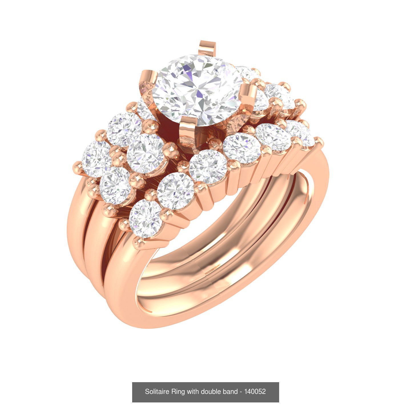 224  Solitaire Rings with bands 3dm stl renders details 3D Model Collection_37