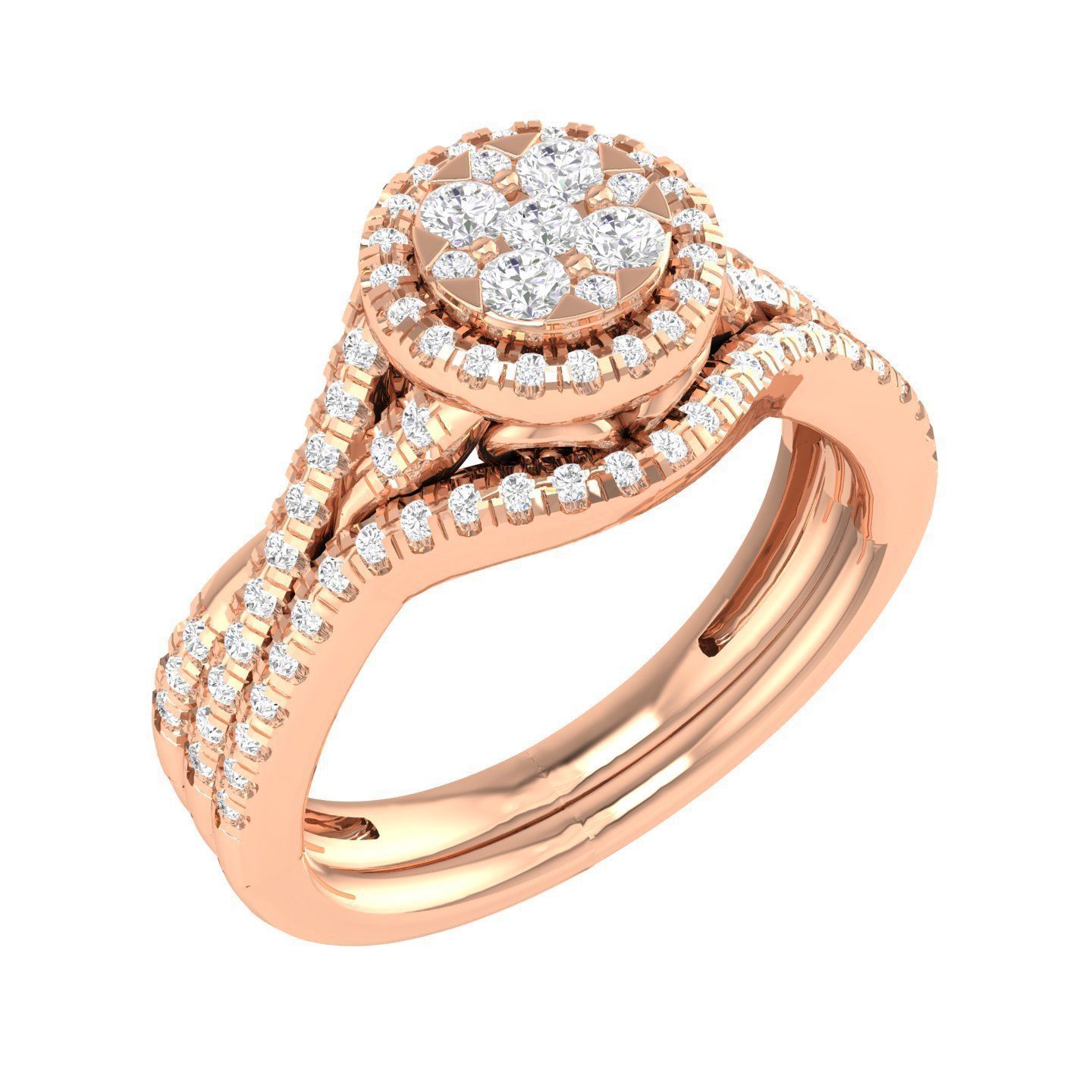 224  Solitaire Rings with bands 3dm stl renders details 3D Model Collection_110