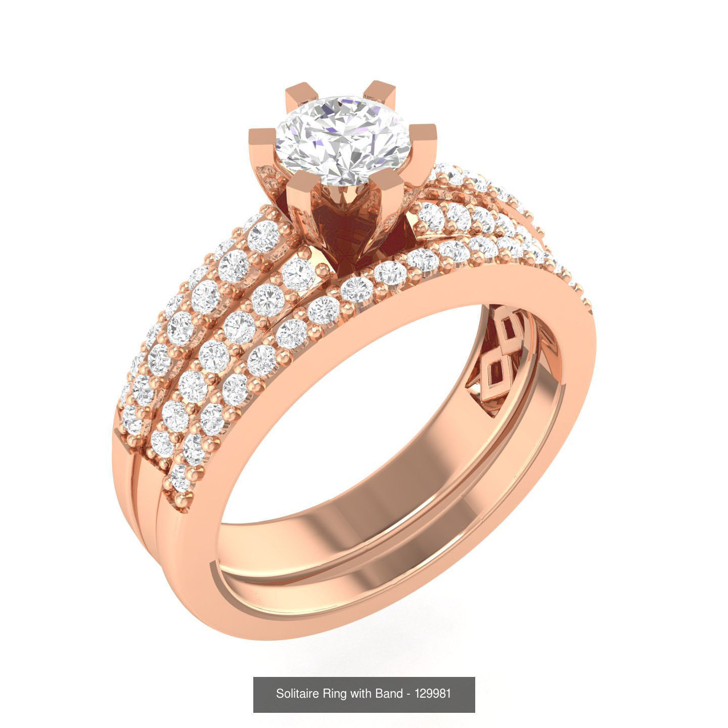 224  Solitaire Rings with bands 3dm stl renders details 3D Model Collection_307