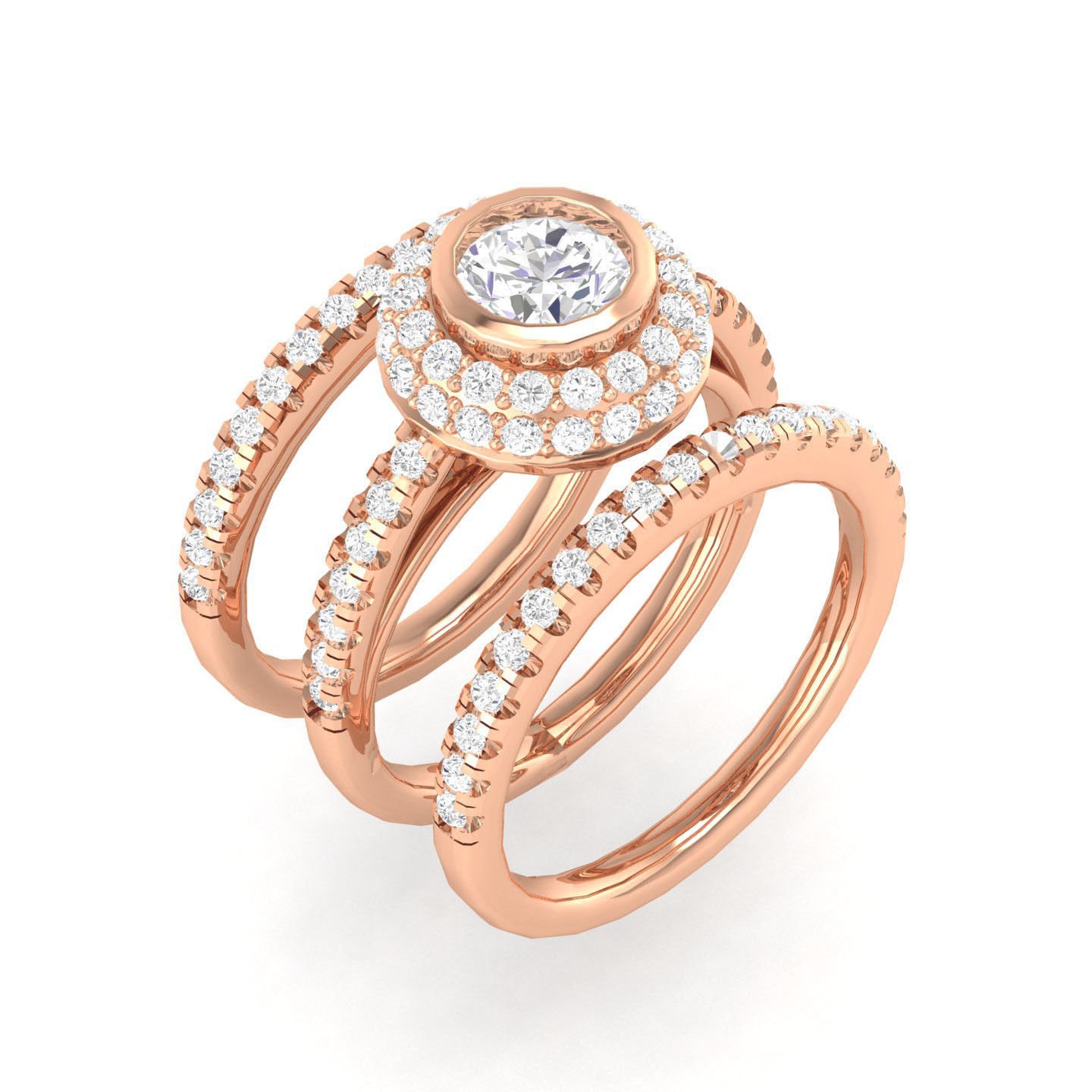 224  Solitaire Rings with bands 3dm stl renders details 3D Model Collection_236