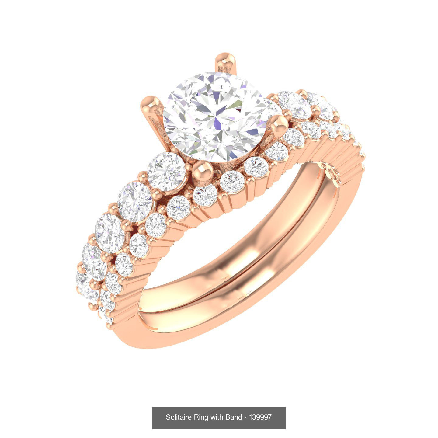 224  Solitaire Rings with bands 3dm stl renders details 3D Model Collection_63