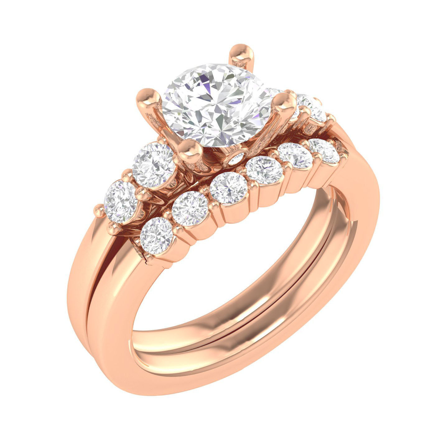 224  Solitaire Rings with bands 3dm stl renders details 3D Model Collection_278