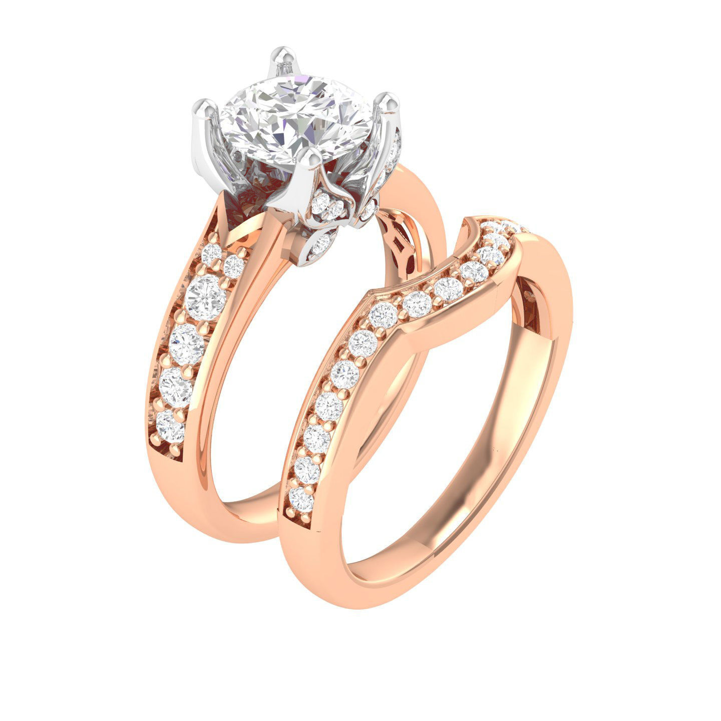 224  Solitaire Rings with bands 3dm stl renders details 3D Model Collection_108