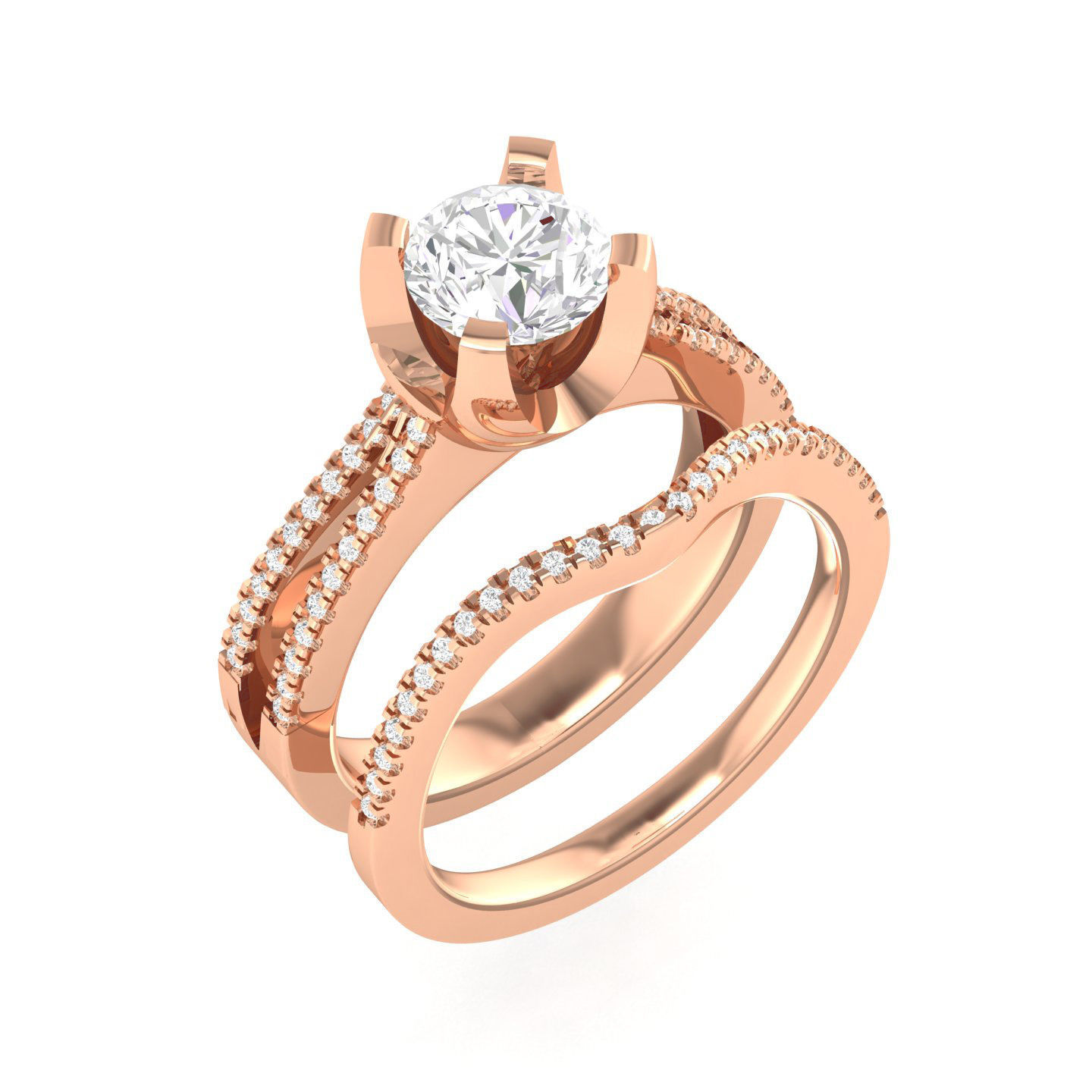 224  Solitaire Rings with bands 3dm stl renders details 3D Model Collection_256