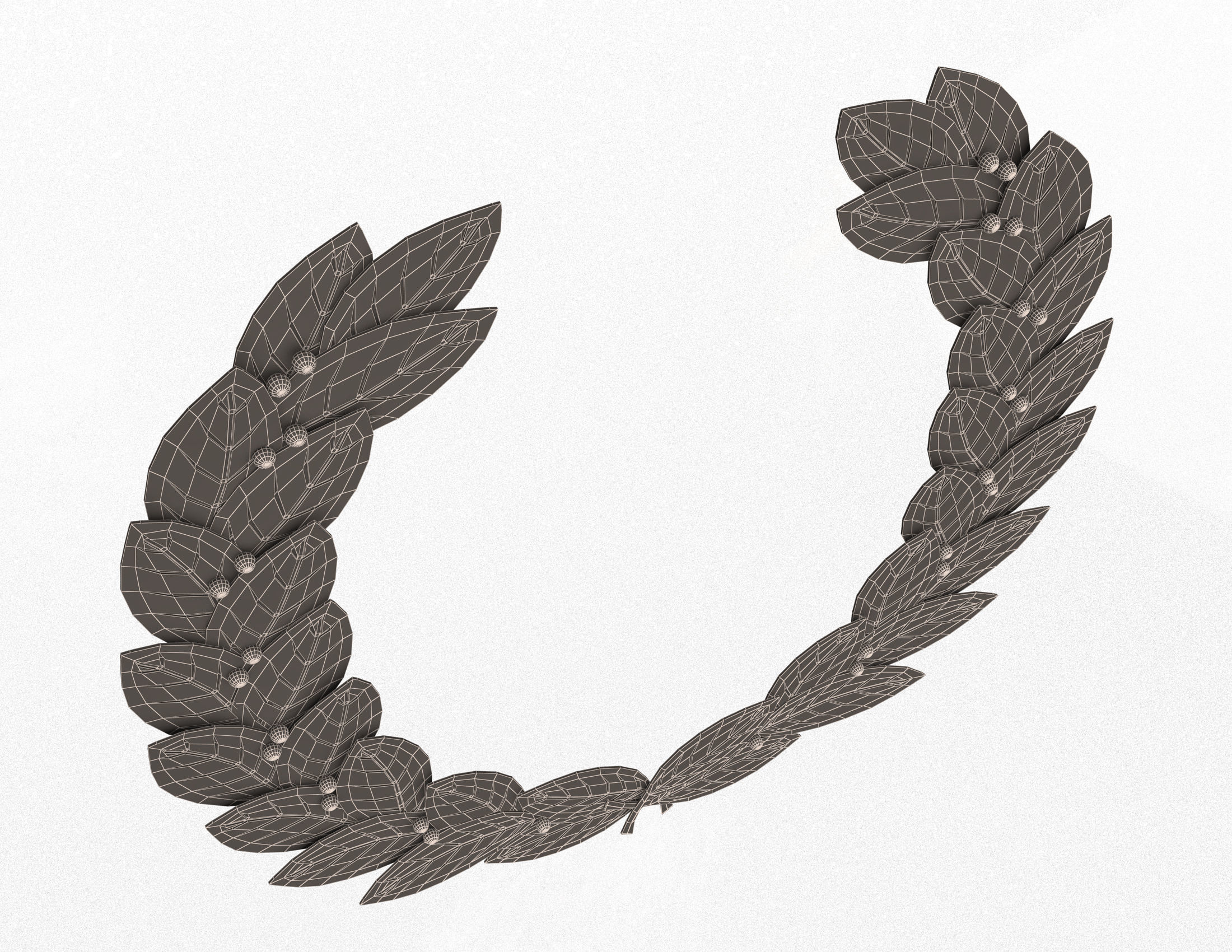 Gold Laurel Wreath Low-poly 3D model_11