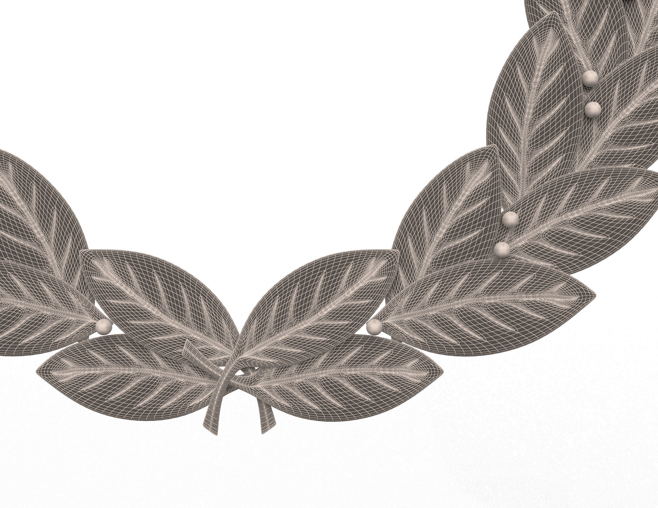 Gold Laurel Wreath Low-poly 3D model_9