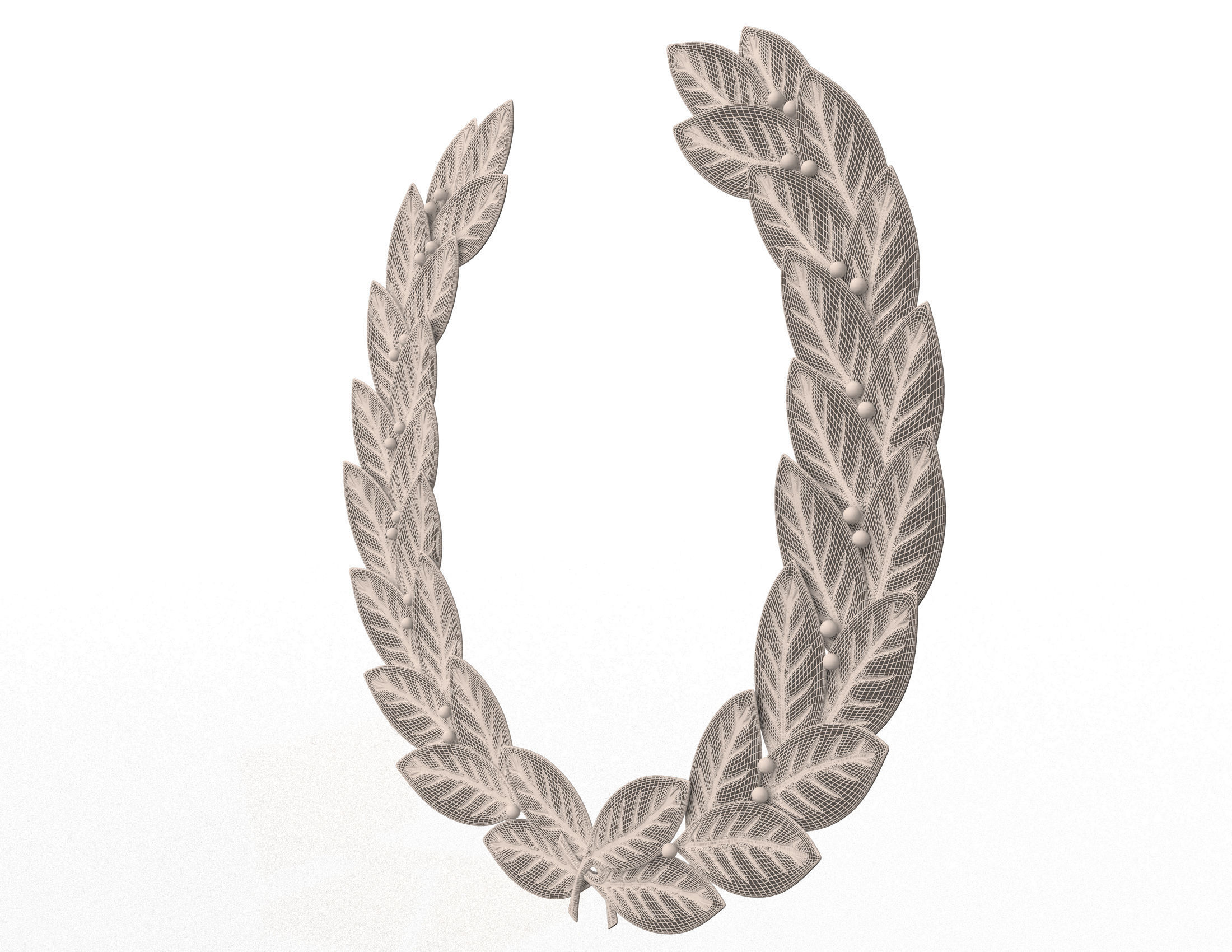 Gold Laurel Wreath Low-poly 3D model_7