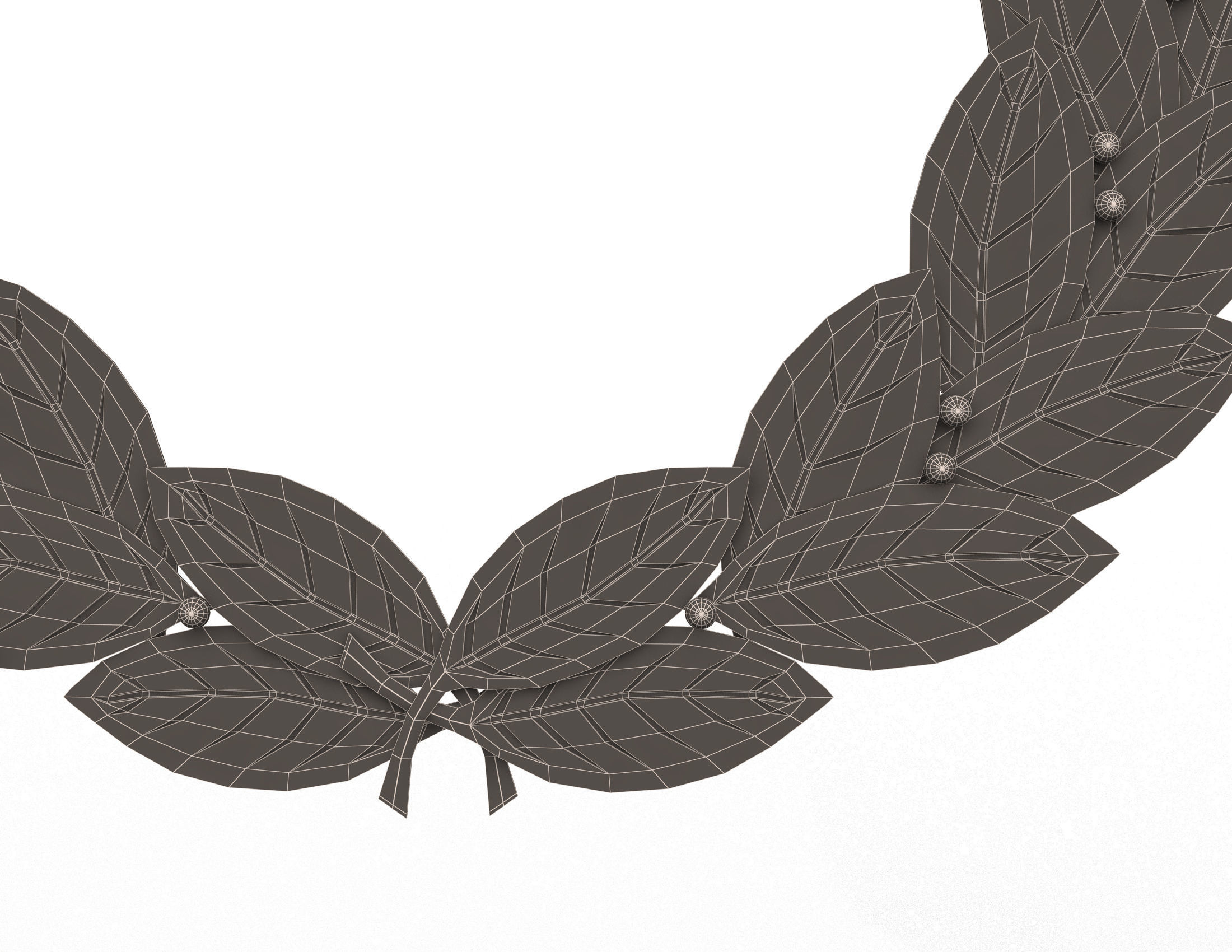 Gold Laurel Wreath Low-poly 3D model_14