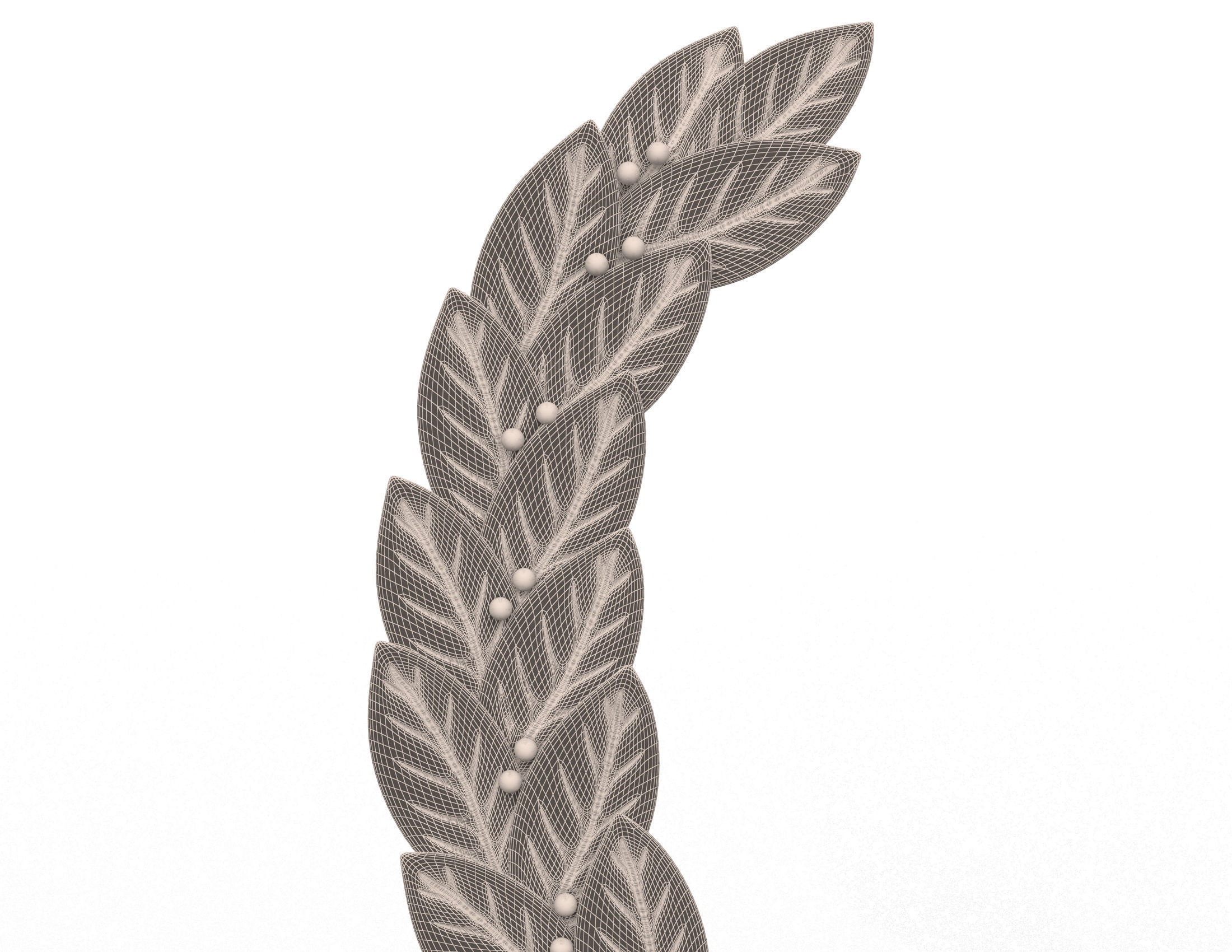 Gold Laurel Wreath Low-poly 3D model_8