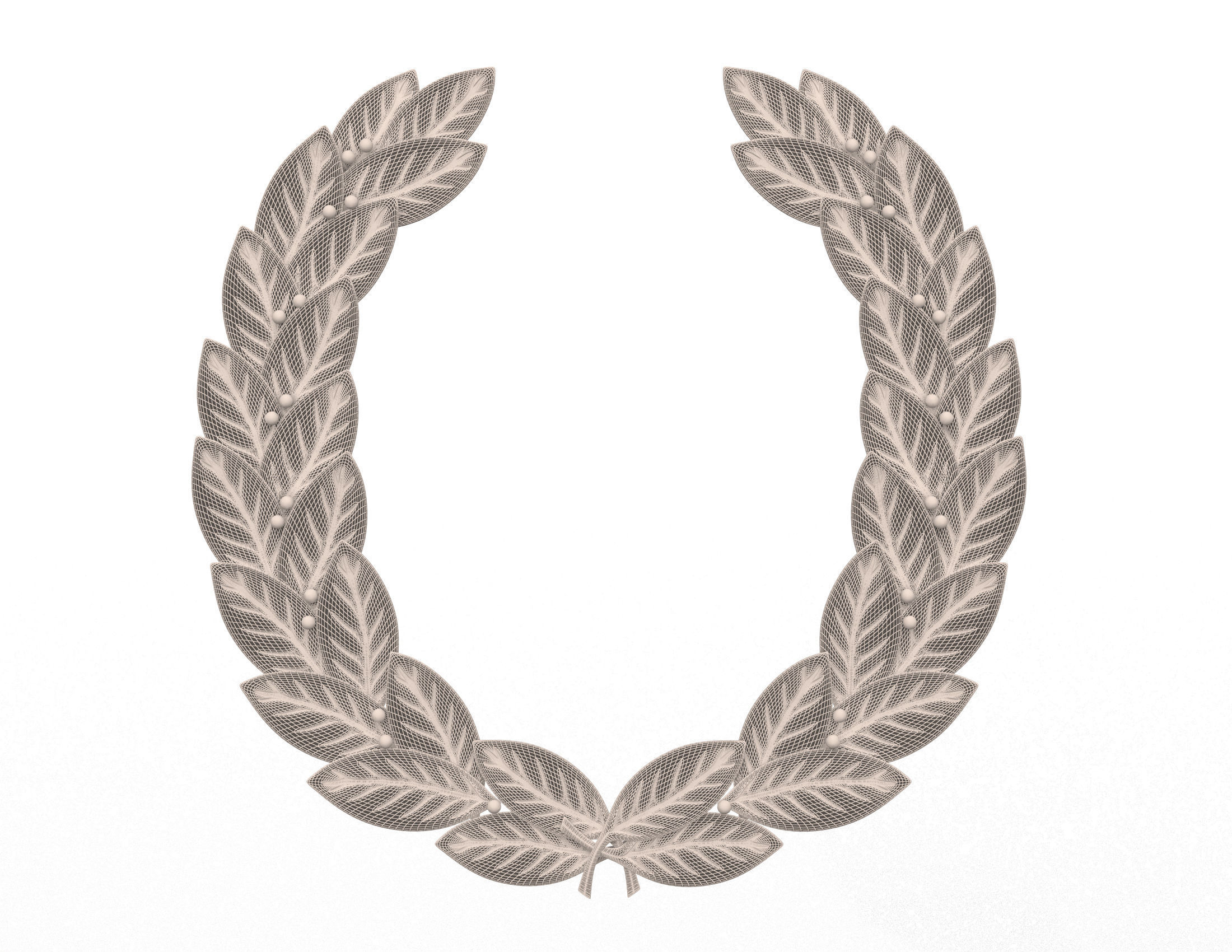 Gold Laurel Wreath Low-poly 3D model_5