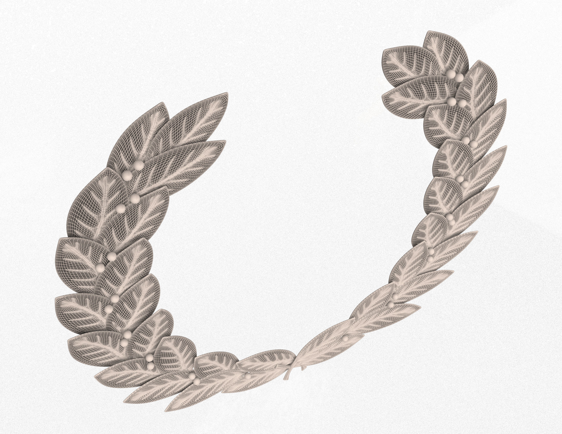 Gold Laurel Wreath Low-poly 3D model_6