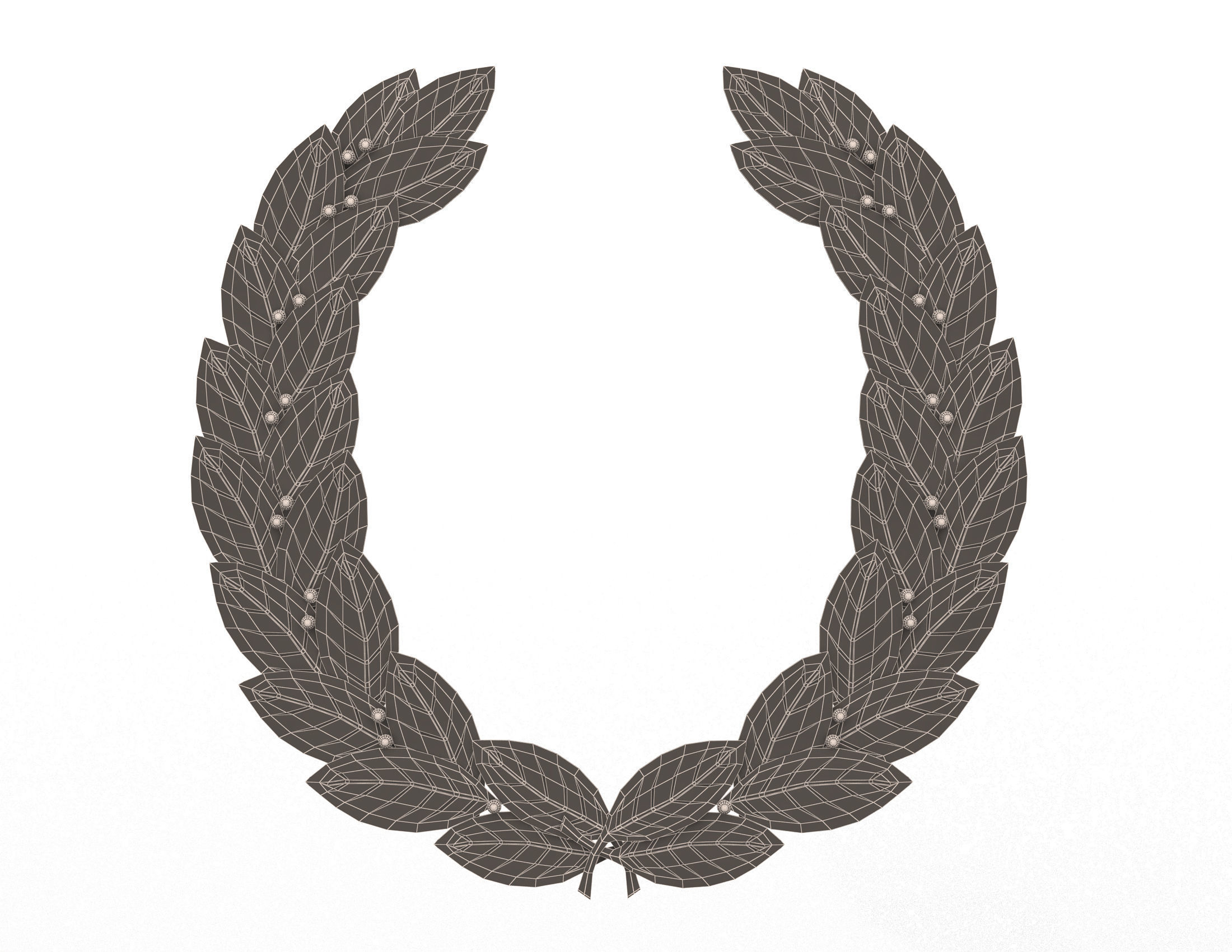 Gold Laurel Wreath Low-poly 3D model_10