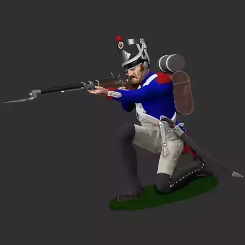 Napoleon Infantry Soldier in shooting position on his knees 3D print model