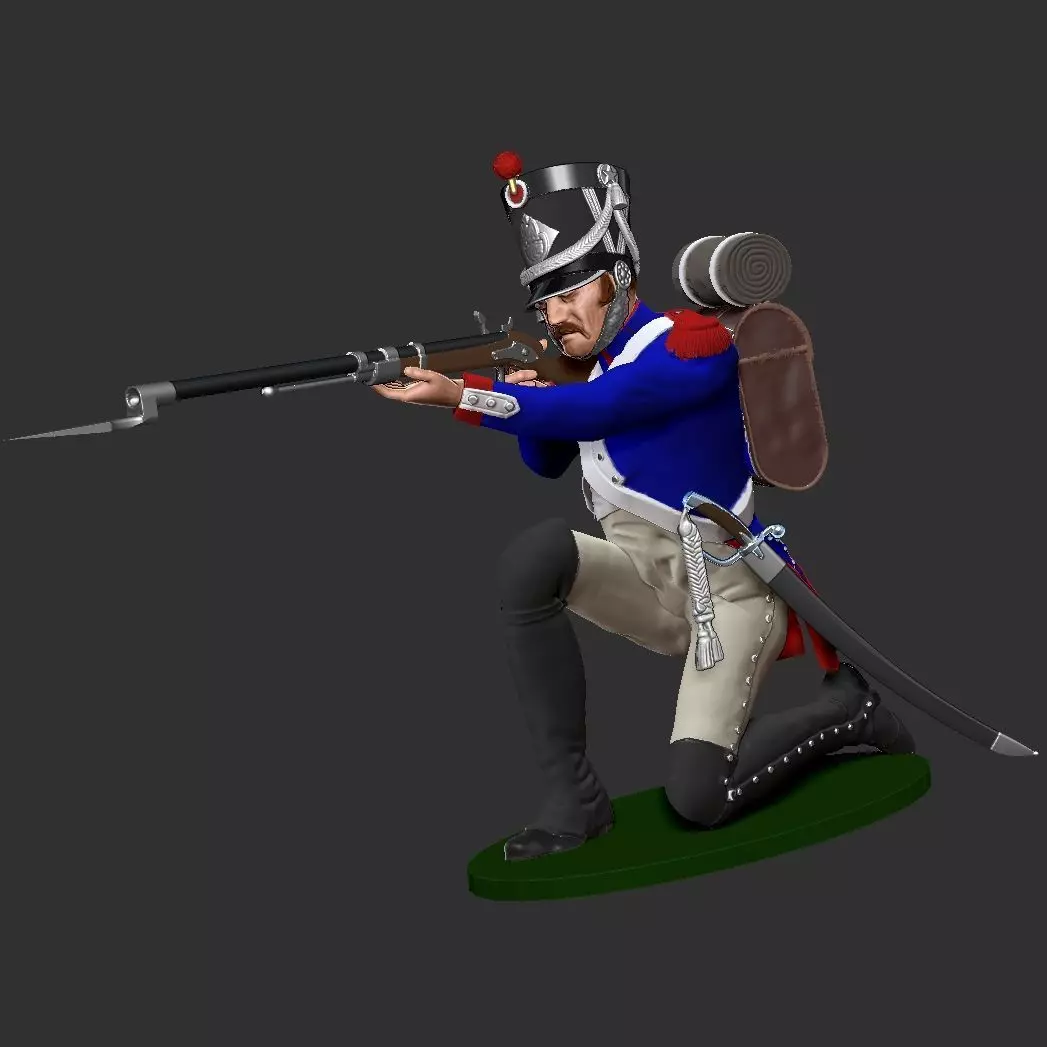 Napoleon Infantry Soldier in shooting position on his knees 3D print model_0