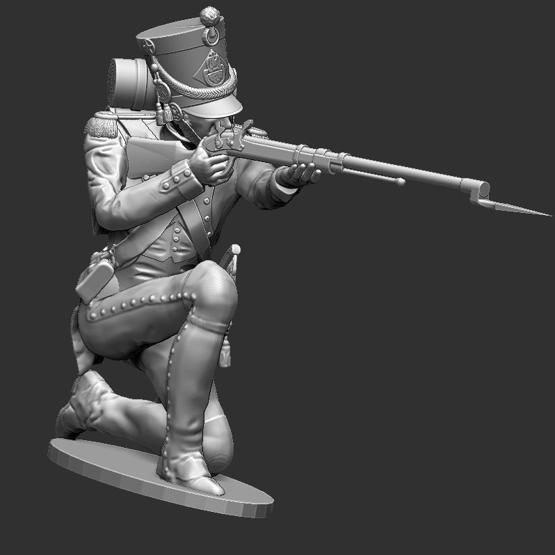 Napoleon Infantry Soldier in shooting position on his knees 3D print model_4
