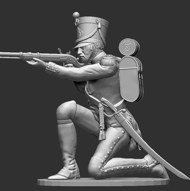 Napoleon Infantry Soldier in shooting position on his knees 3D print model_3