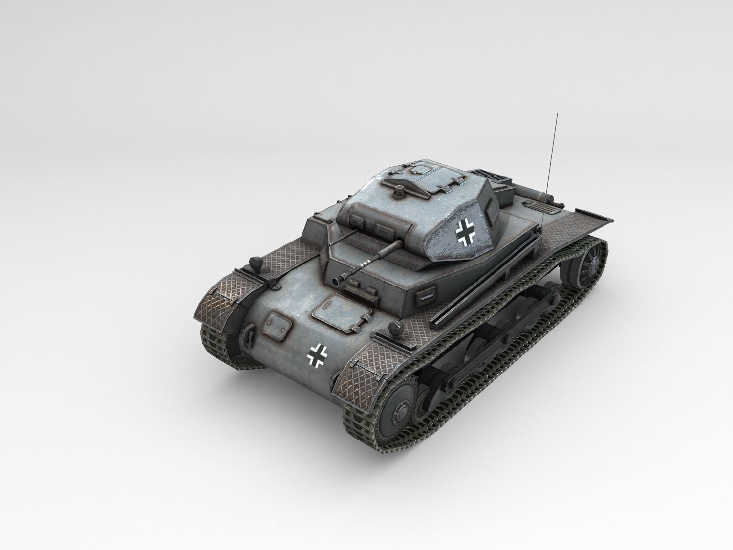 Low Poly SdKfz 121 Panzer II Ausf A Low-poly 3D model_3