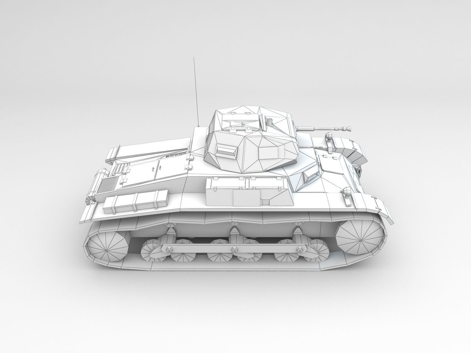 Low Poly SdKfz 121 Panzer II Ausf A Low-poly 3D model_10