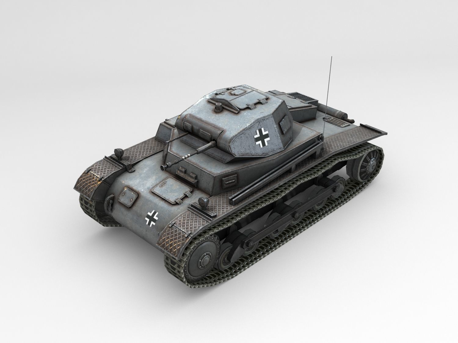 Low Poly SdKfz 121 Panzer II Ausf A Low-poly 3D model_11