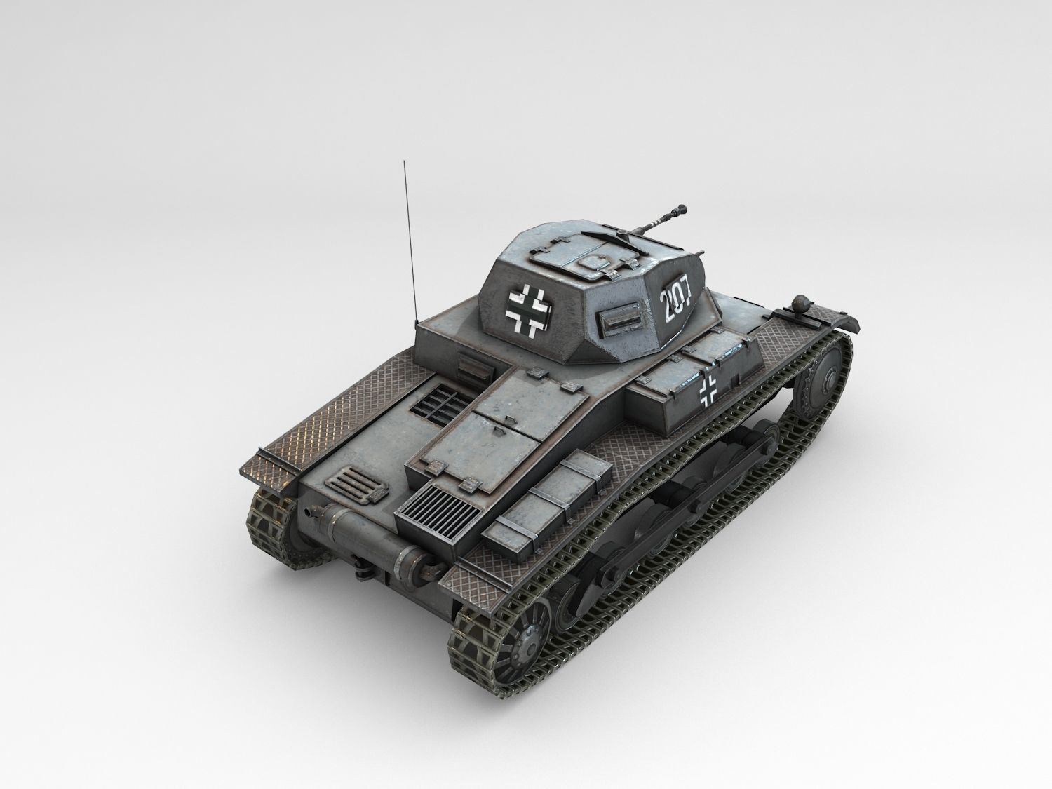 Low Poly SdKfz 121 Panzer II Ausf A Low-poly 3D model_7