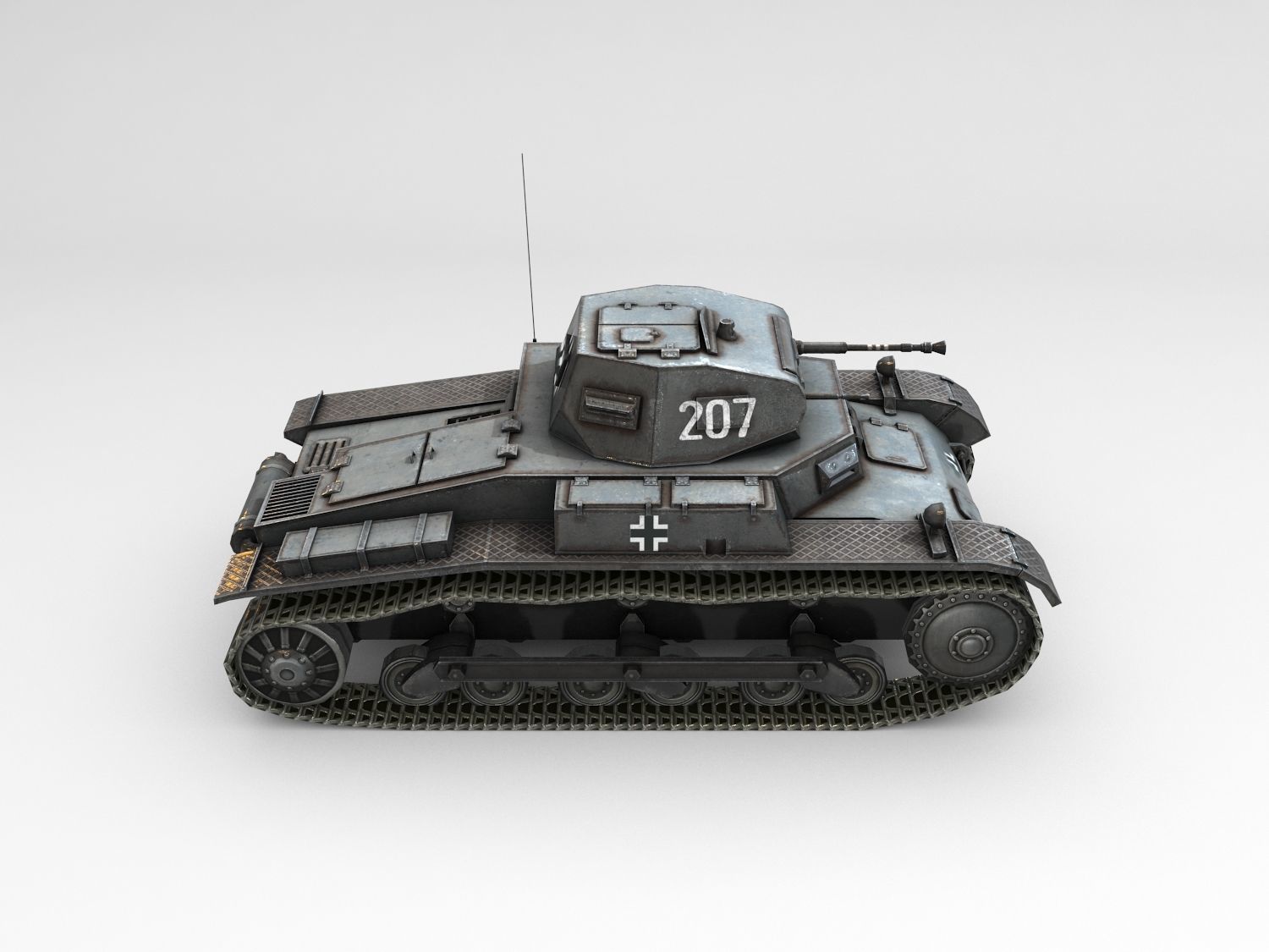 Low Poly SdKfz 121 Panzer II Ausf A Low-poly 3D model_9