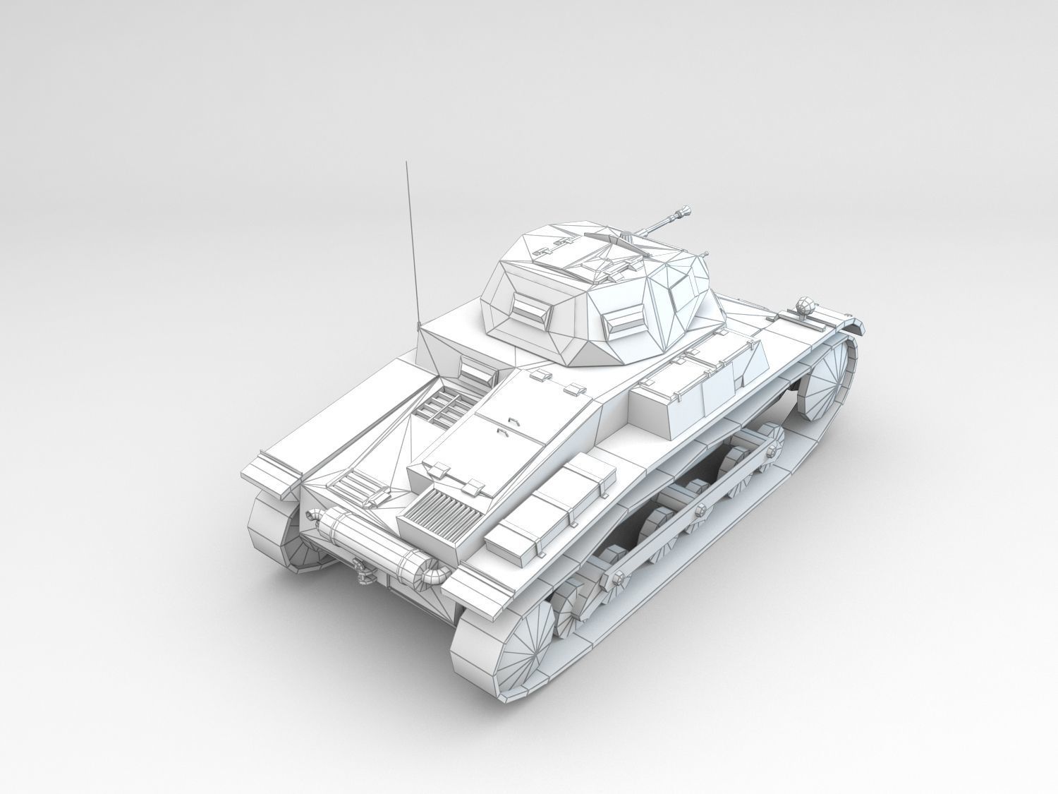 Low Poly SdKfz 121 Panzer II Ausf A Low-poly 3D model_8