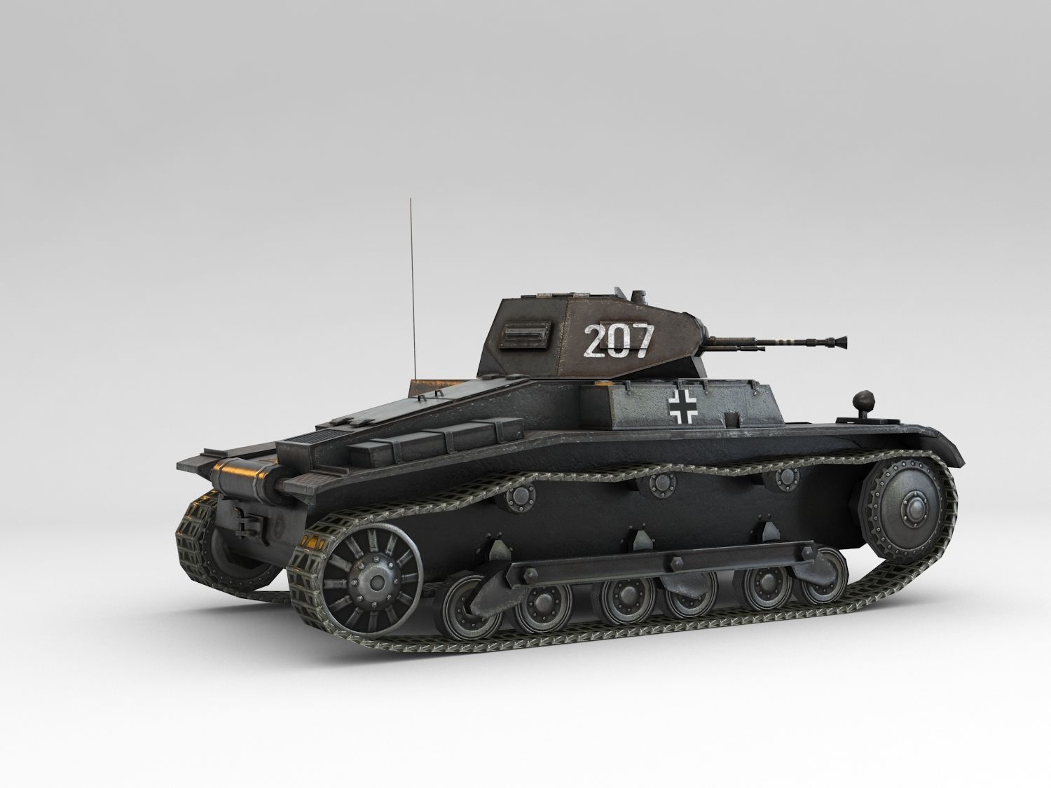 Low Poly SdKfz 121 Panzer II Ausf A Low-poly 3D model_2