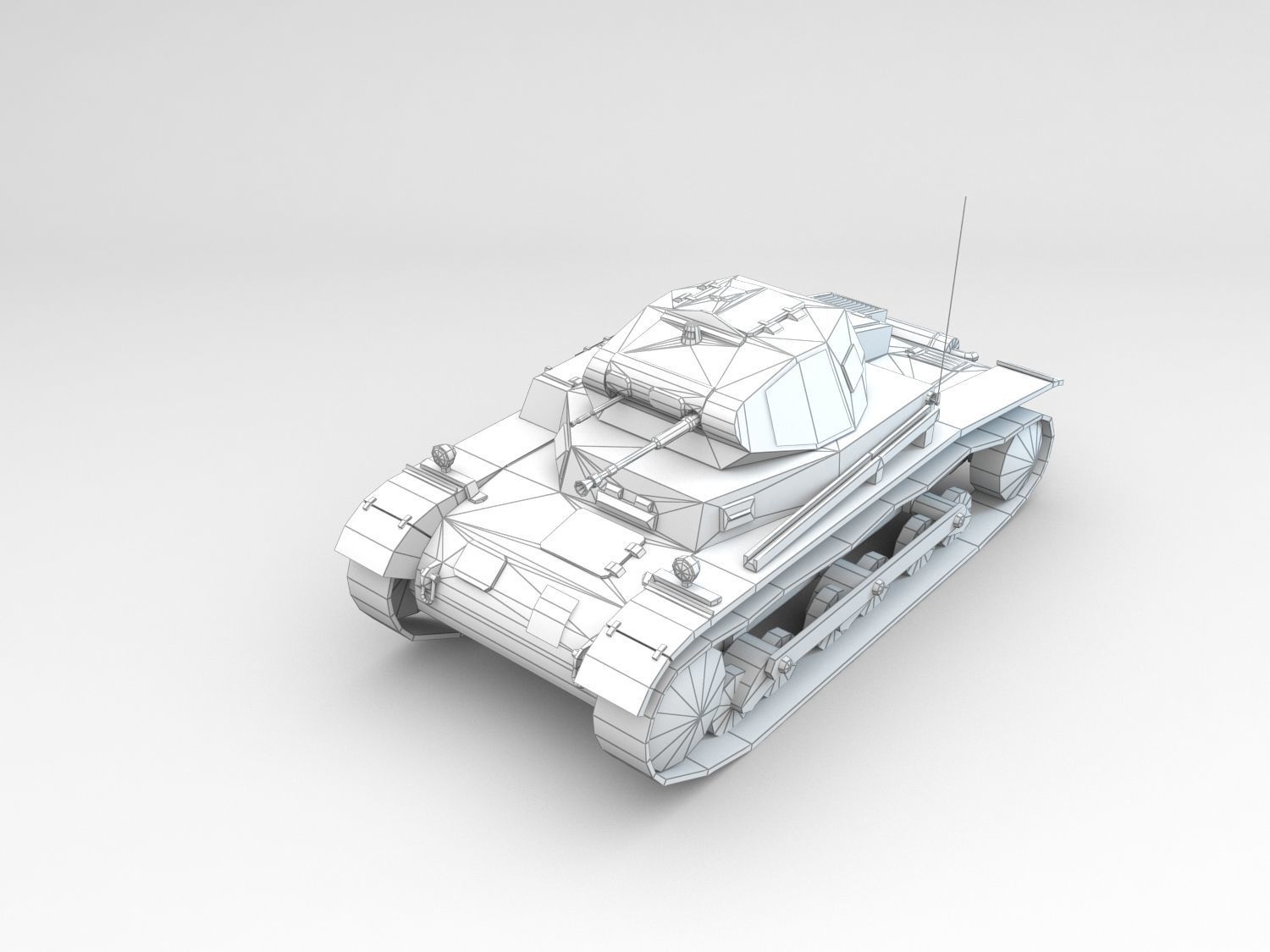 Low Poly SdKfz 121 Panzer II Ausf A Low-poly 3D model_4