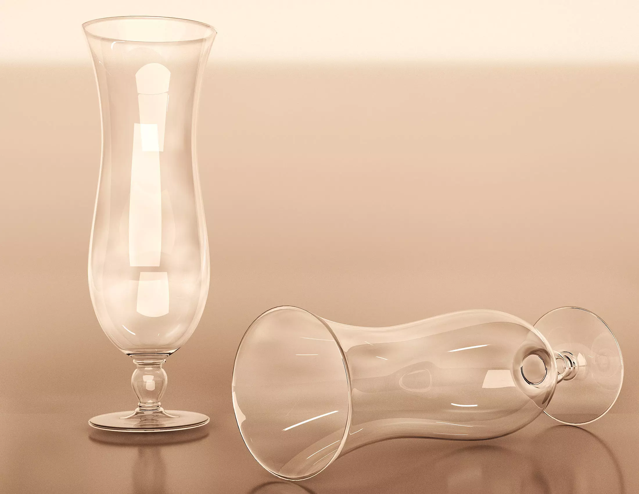 Hurricane Cocktail Glass Low-poly 3D model_0