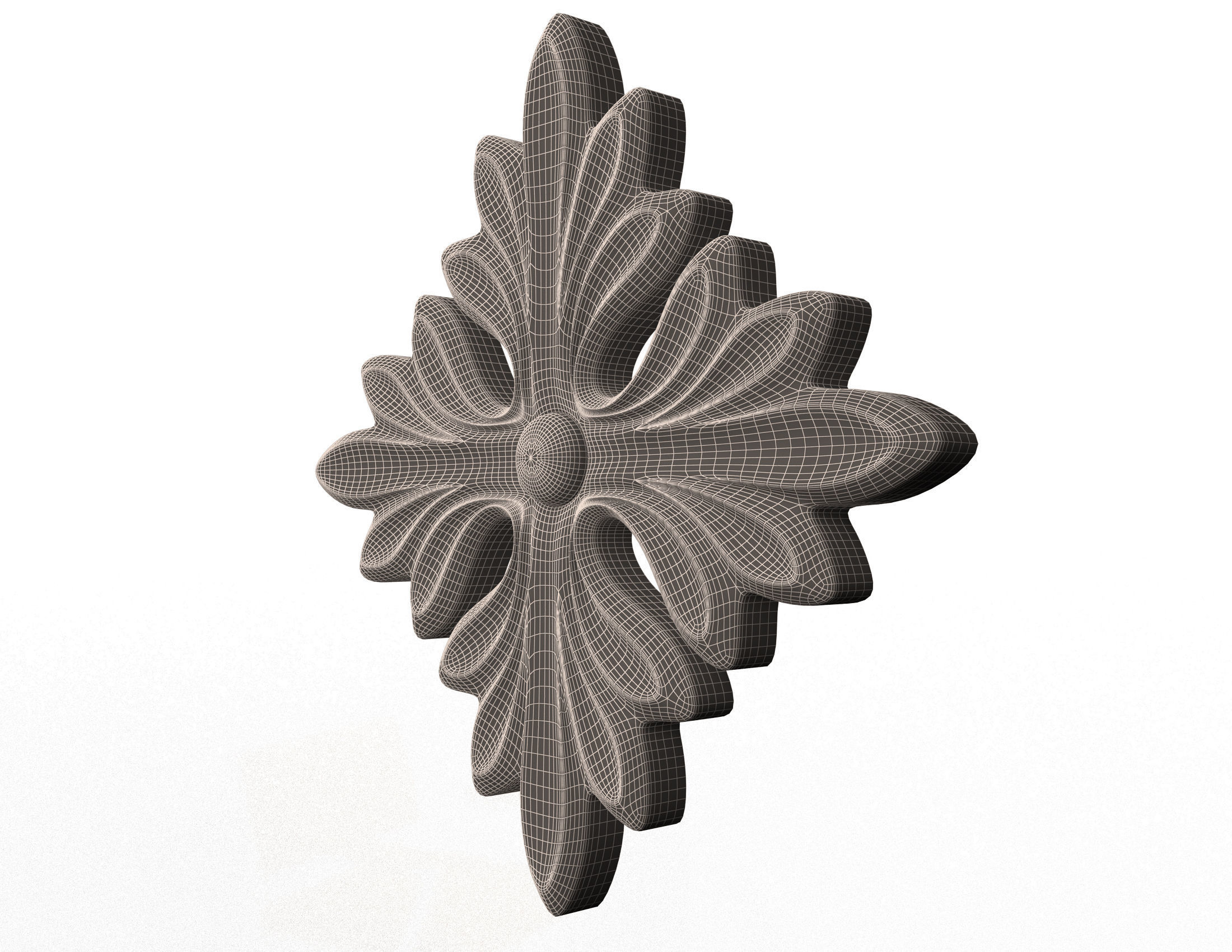 Rosette Carved Decoration CNC 01 Low-poly 3D model_7