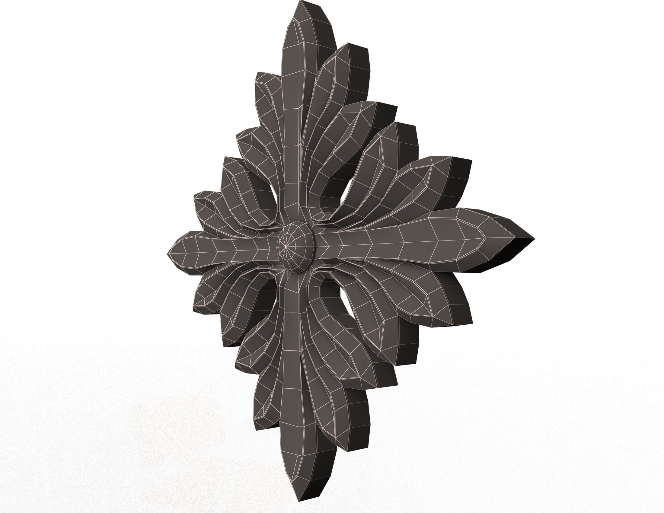 Rosette Carved Decoration CNC 01 Low-poly 3D model_12