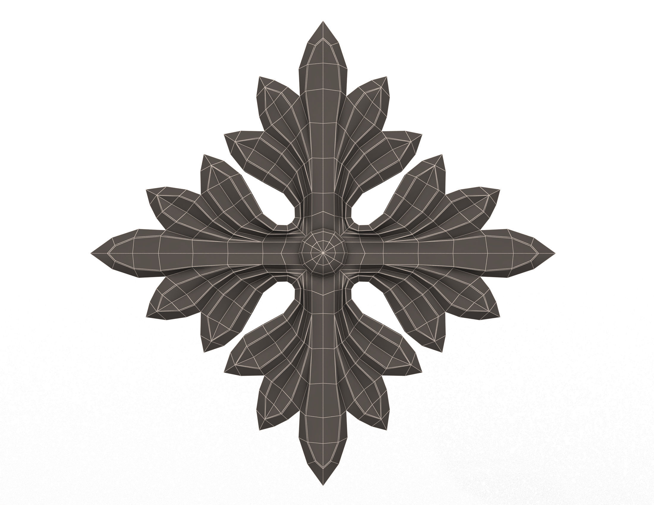 Rosette Carved Decoration CNC 01 Low-poly 3D model_10