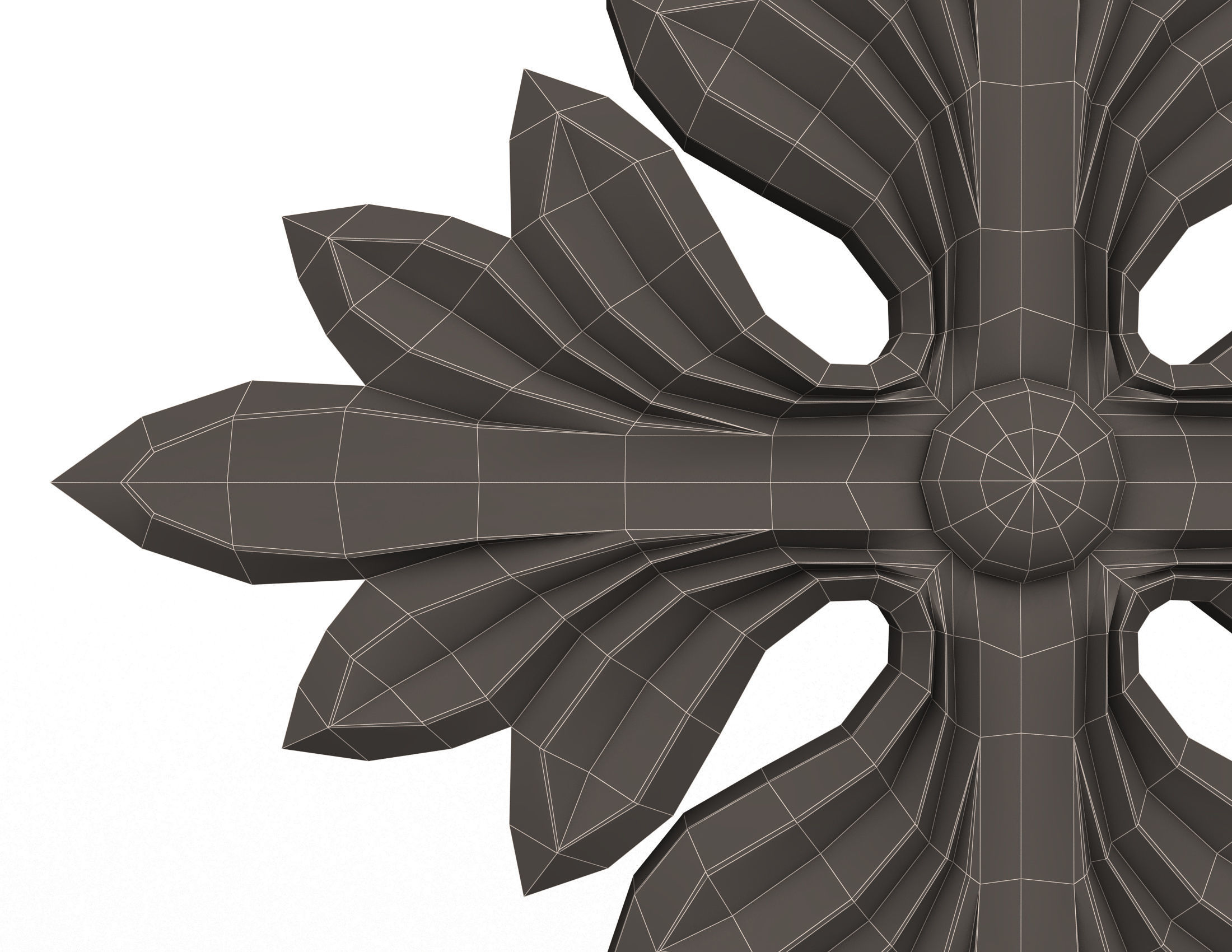 Rosette Carved Decoration CNC 01 Low-poly 3D model_13