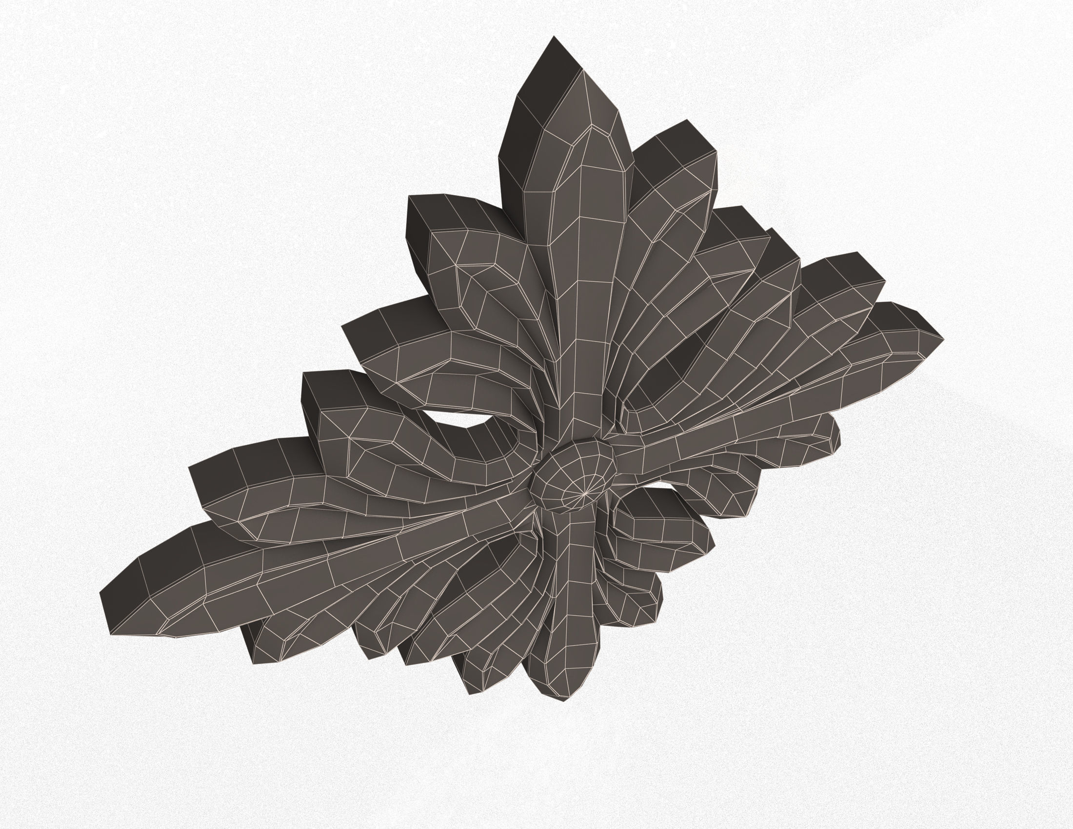 Rosette Carved Decoration CNC 01 Low-poly 3D model_11
