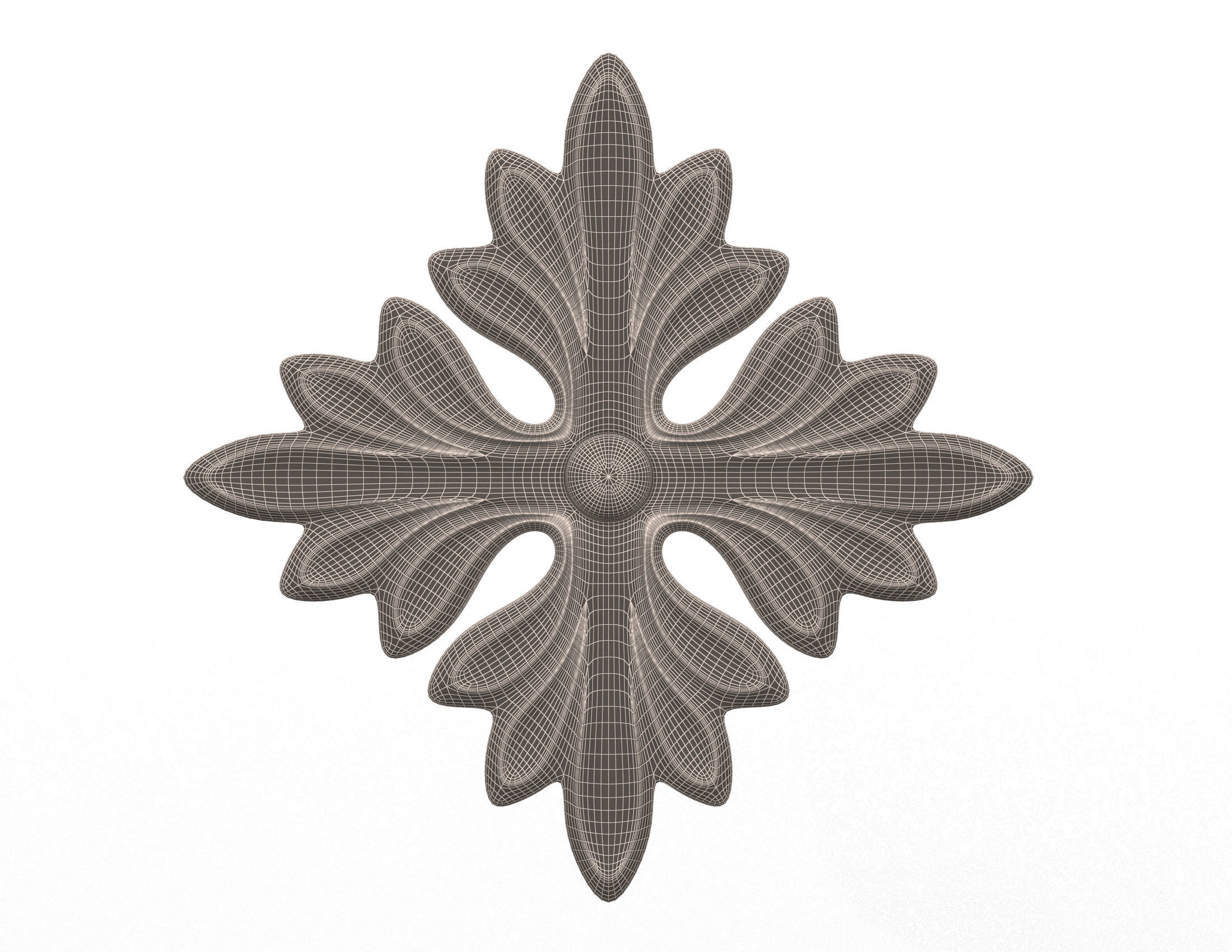 Rosette Carved Decoration CNC 01 Low-poly 3D model_5