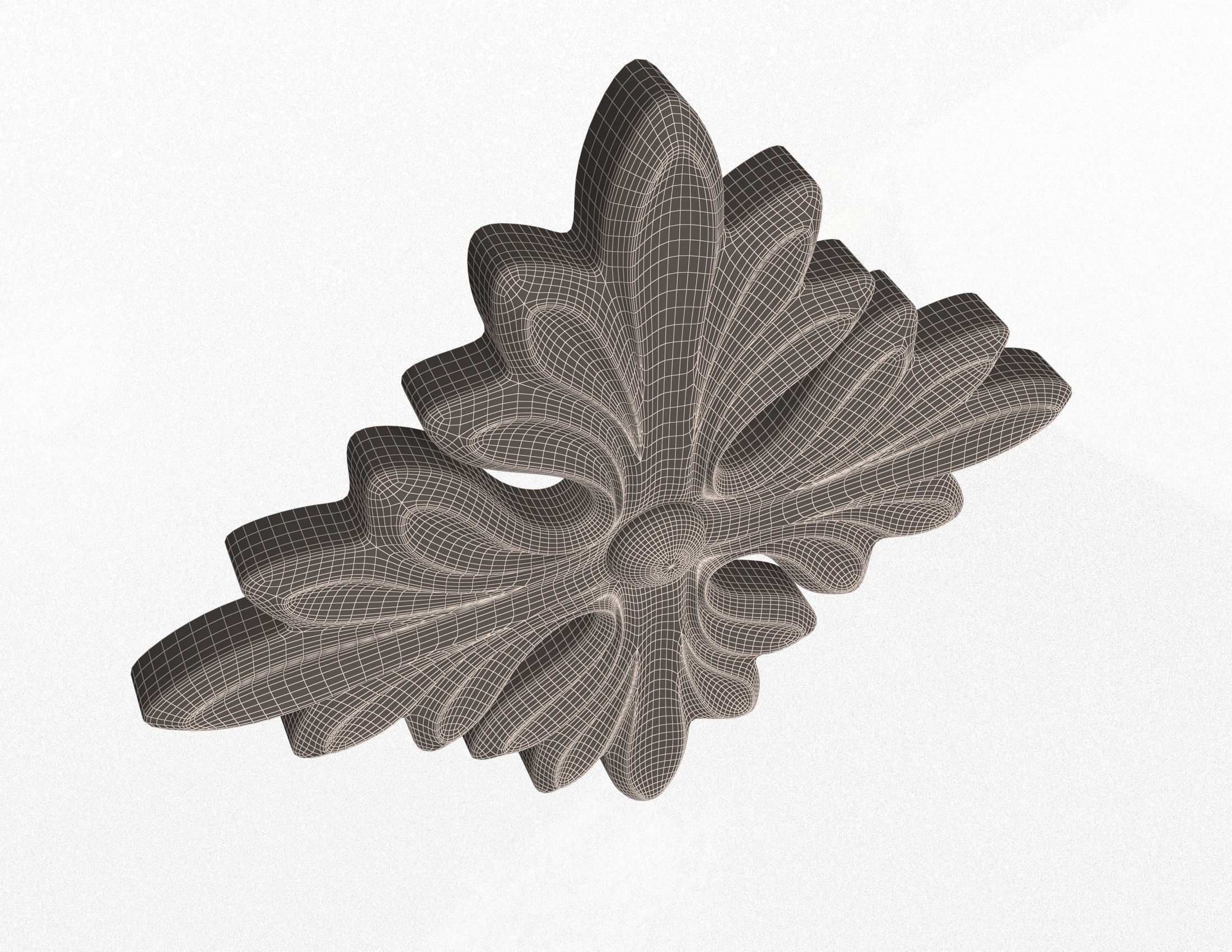 Rosette Carved Decoration CNC 01 Low-poly 3D model_6