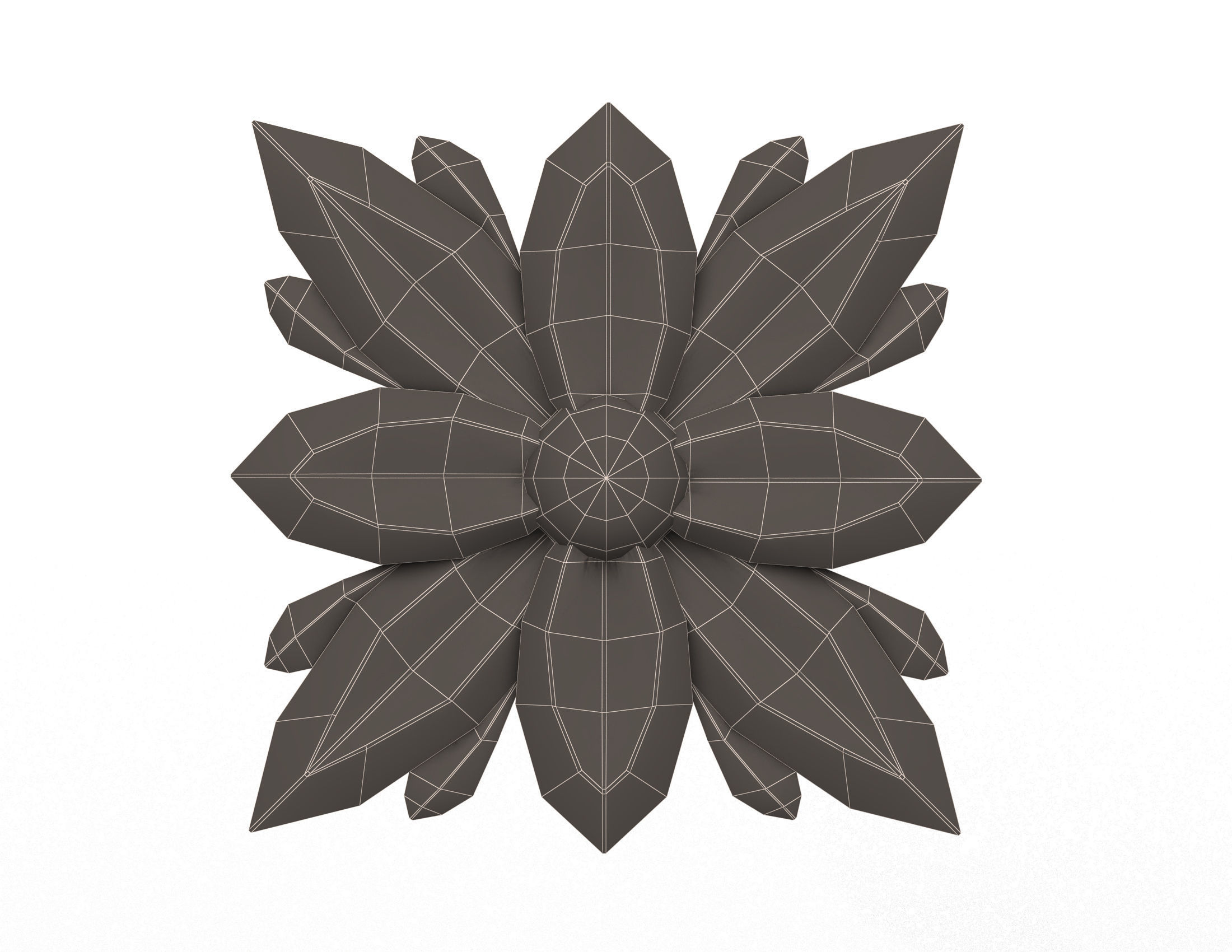 Rosette Carved Decoration CNC 04 Low-poly 3D model_10