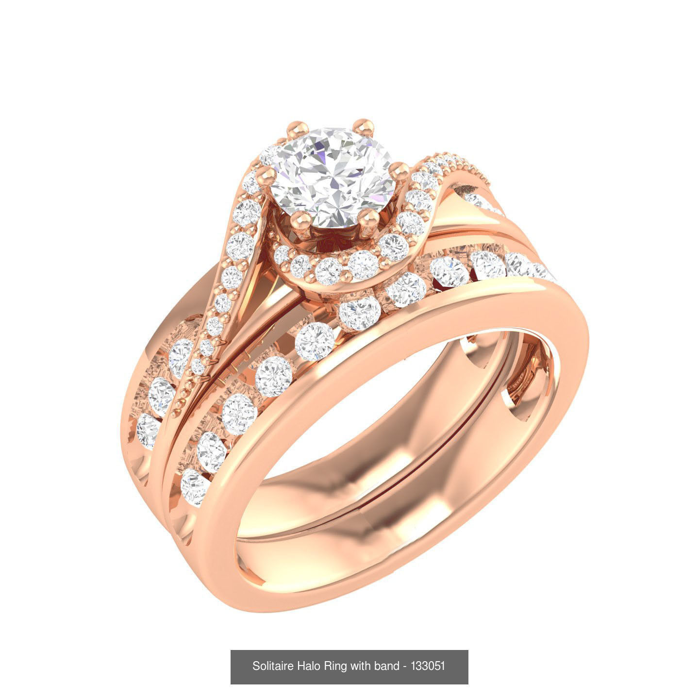 106 Halo ring with band 3dm stl render collection _108