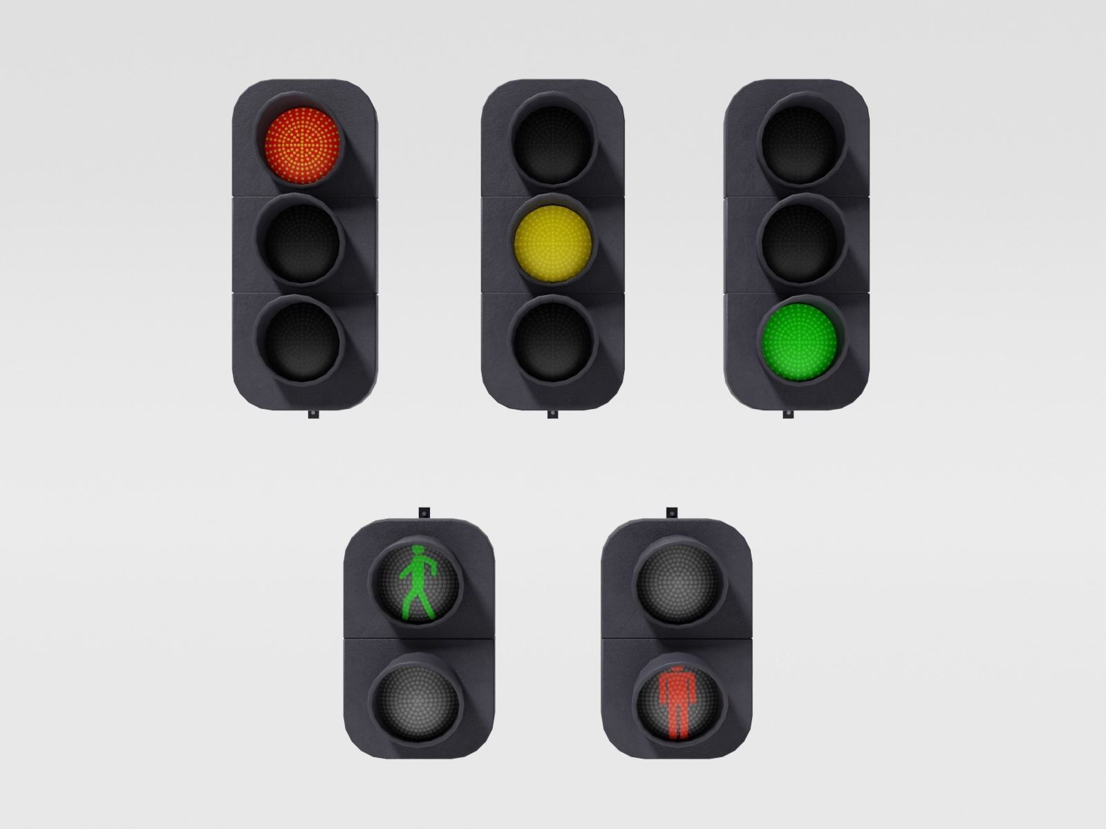 Street traffic lights Low-poly 3D model_1